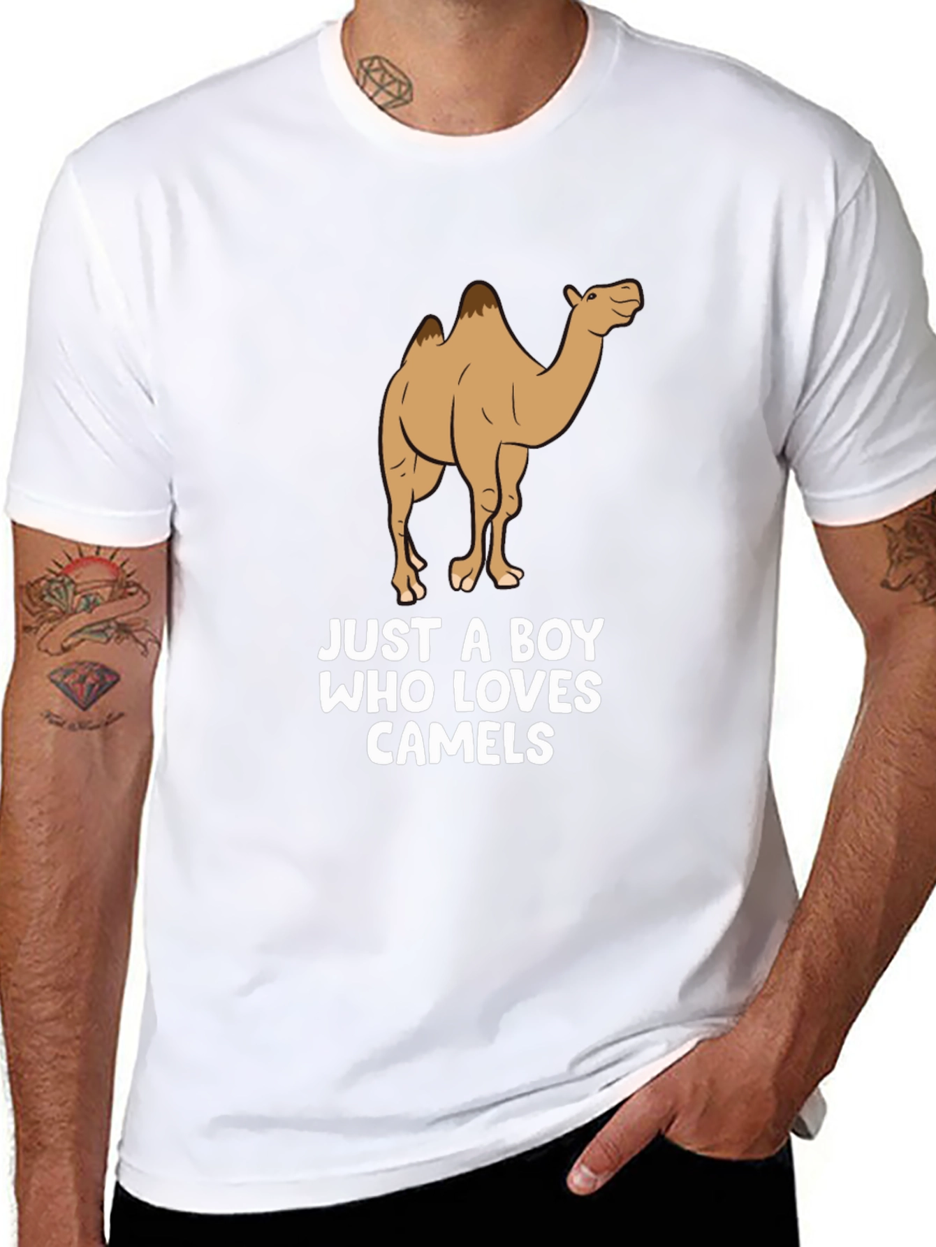 Camel Lover T-Shirt -  Mens Black Cotton Tee