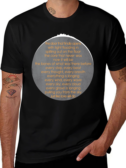 Poetry Print Tee - Expressive Black T-Shirt for Men