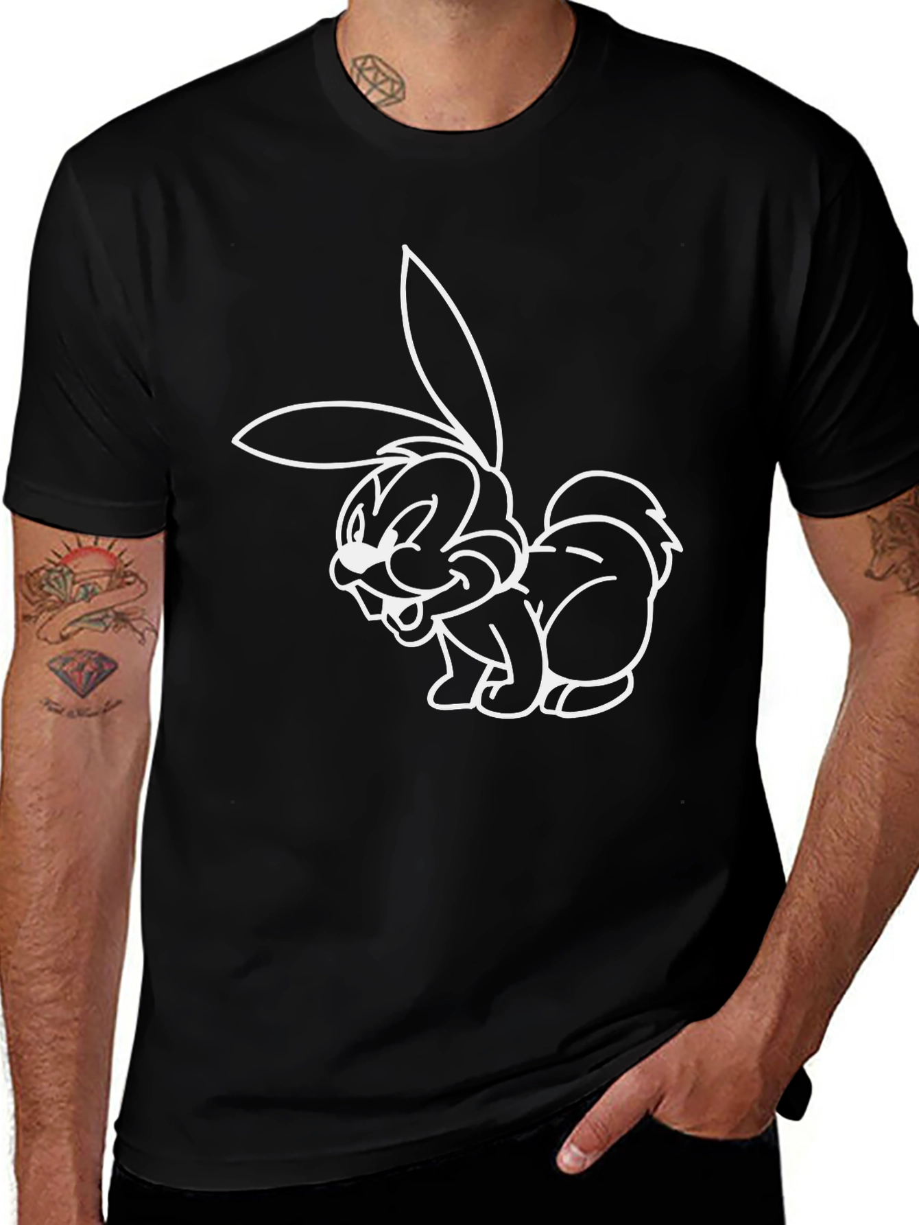 Funny Cartoon Bunny Graphic T-Shirt