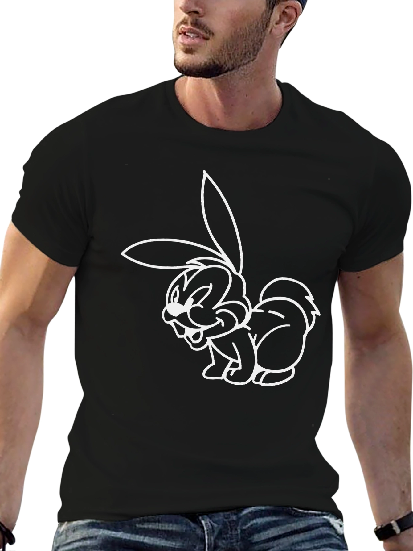 Funny Cartoon Bunny Graphic T-Shirt