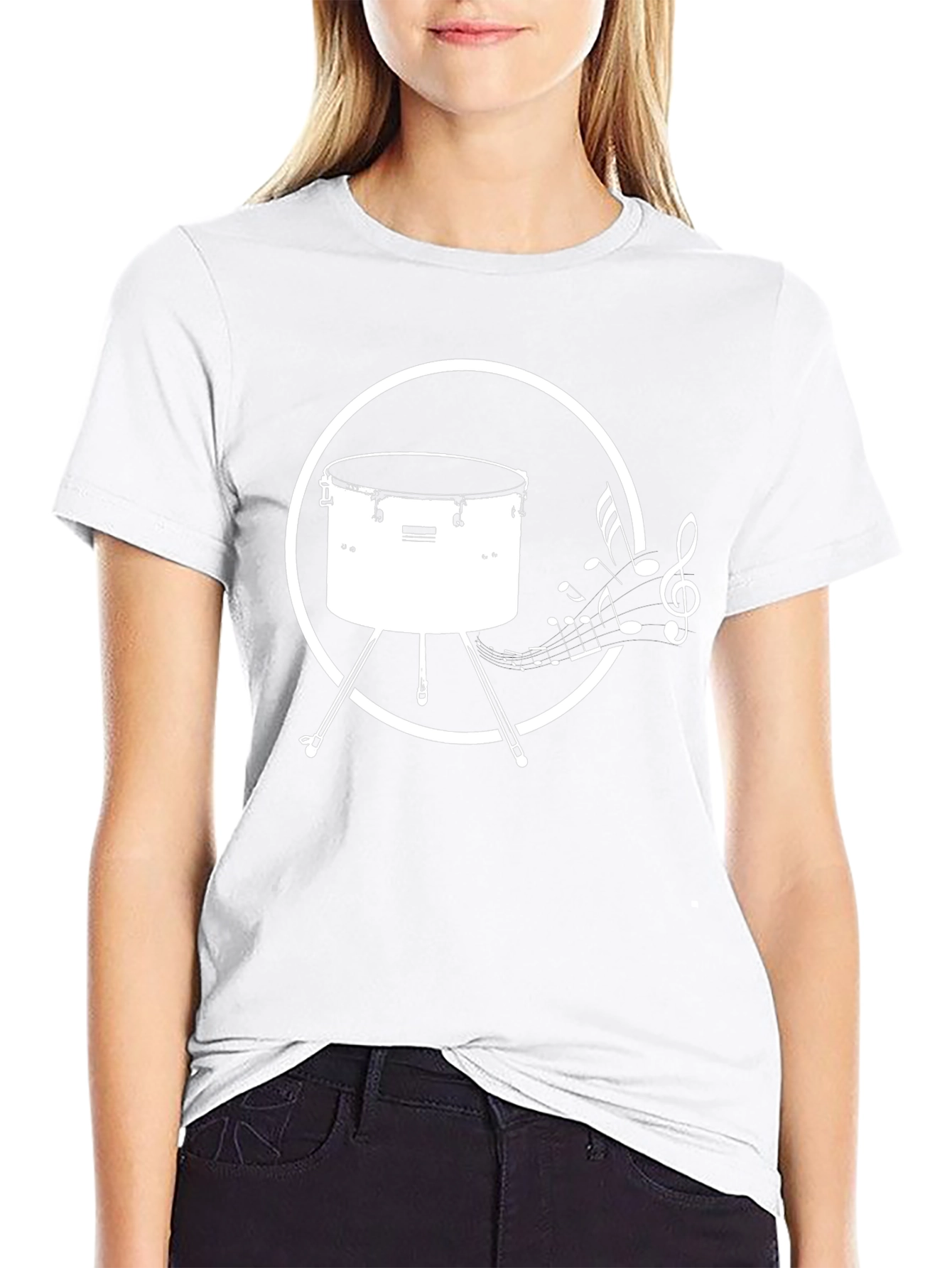Drum Music Notes Black T-Shirt