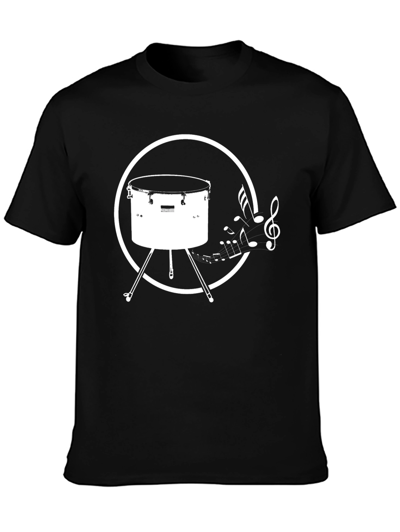 Drum Music Notes Black T-Shirt