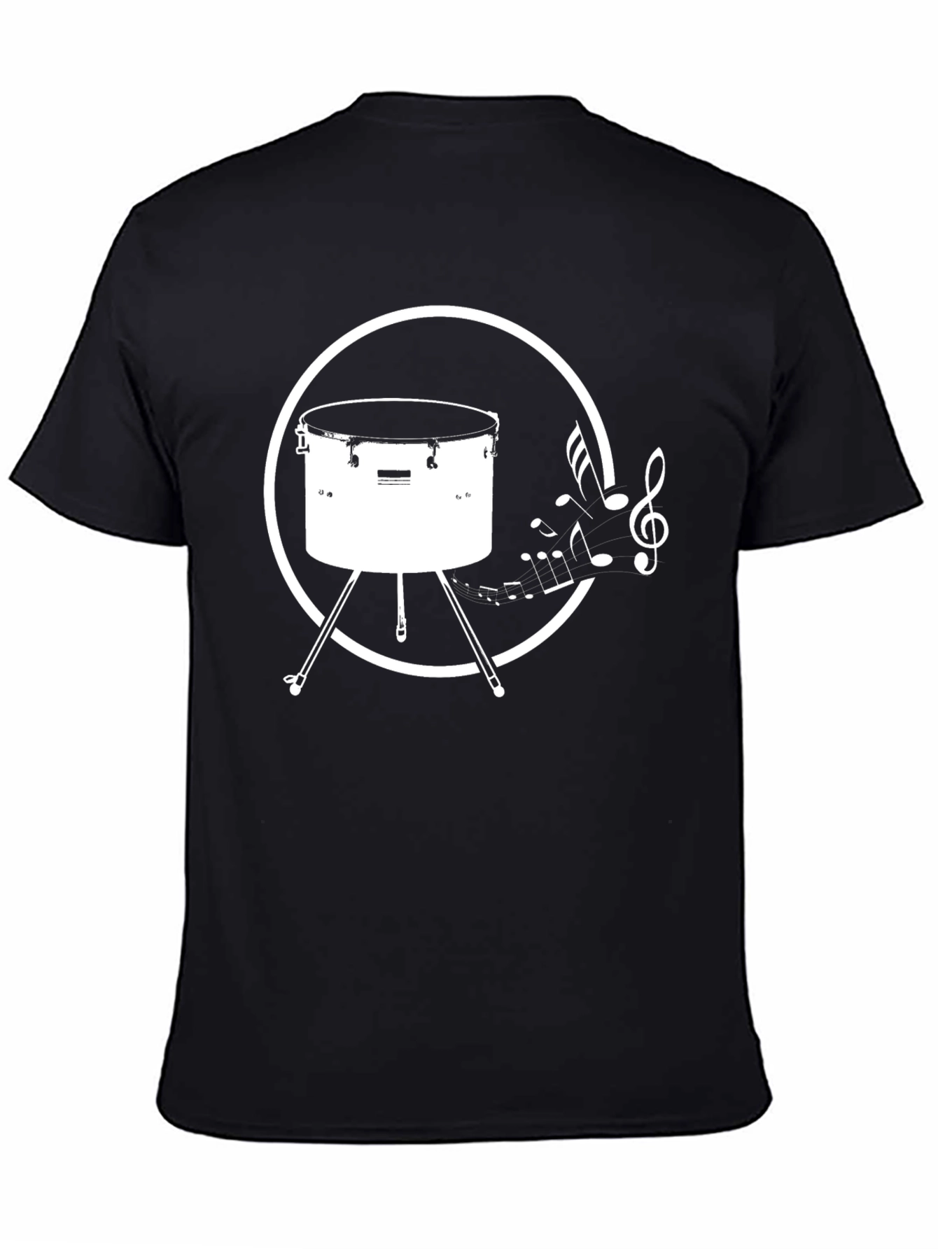 Drum Music Notes Black T-Shirt