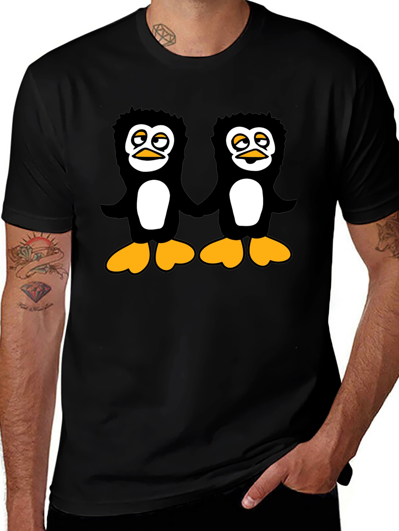 Penguin Pals Black T-Shirt - Fun Graphic Tee