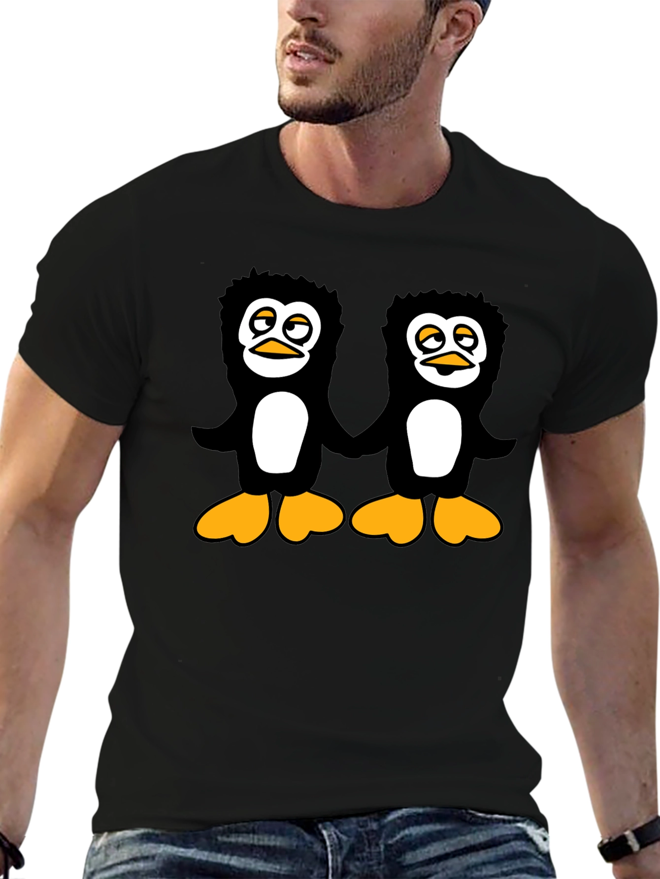 Penguin Pals Black T-Shirt - Fun Graphic Tee