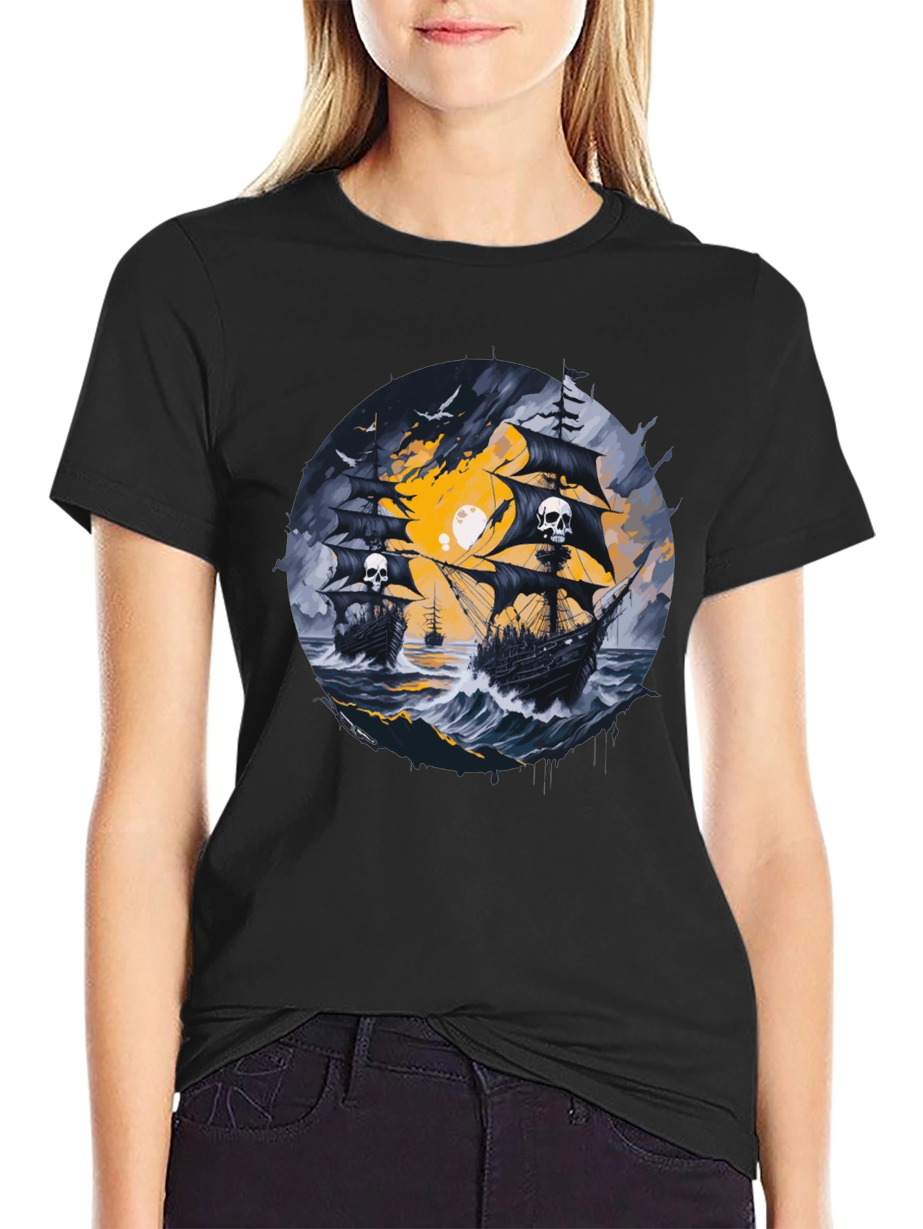 Skull Pirate Ship T-Shirt