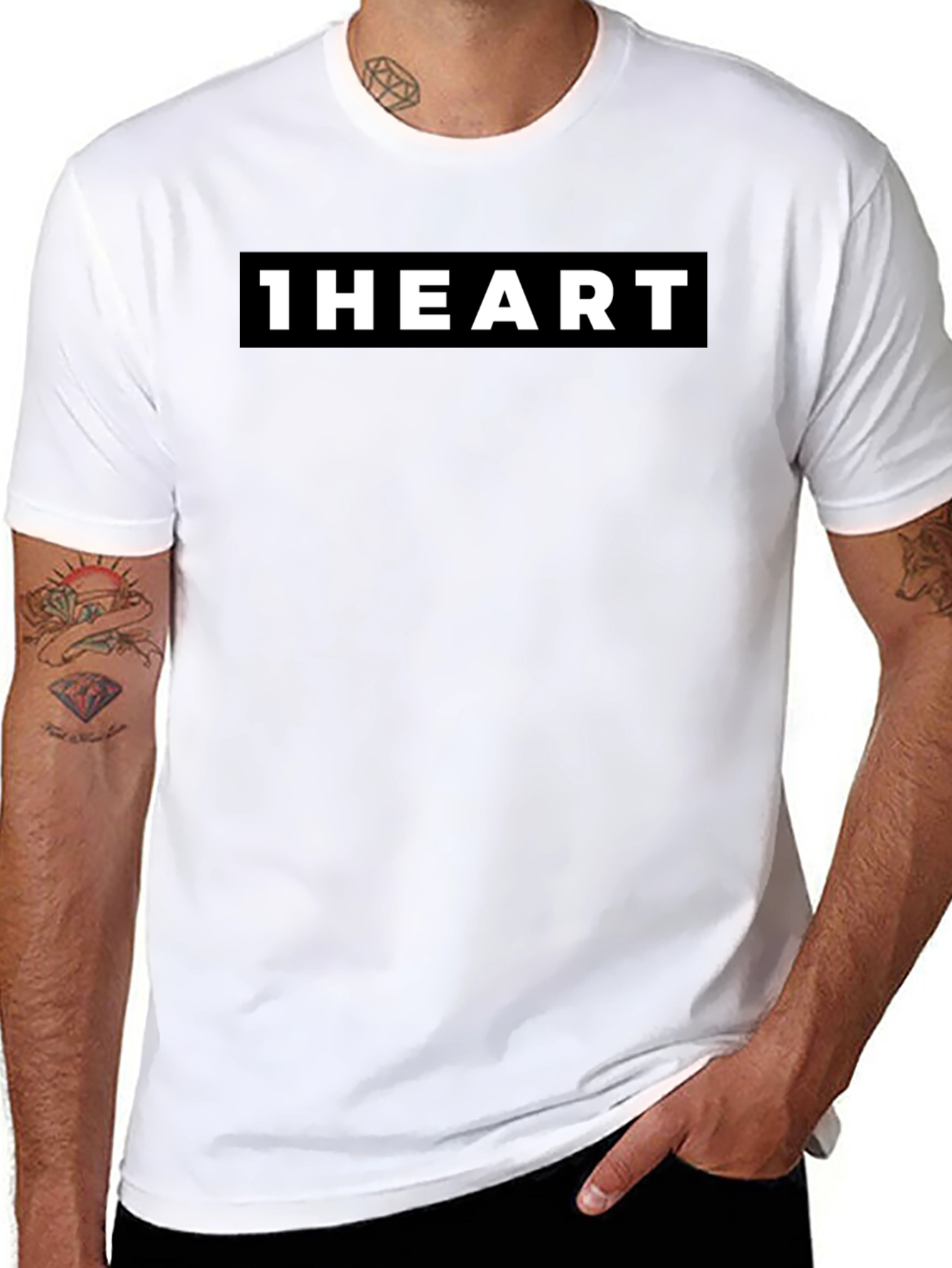 1HEART Black Crew Neck Graphic Tee