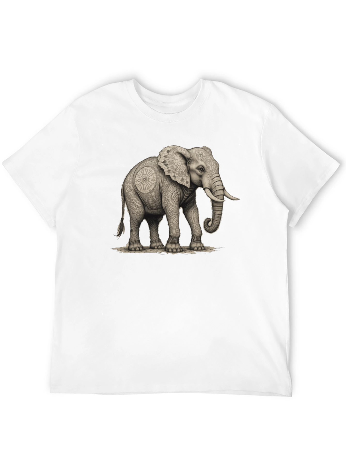 Elephant Mandala Art Graphic Tee - Black Unisex Shirt