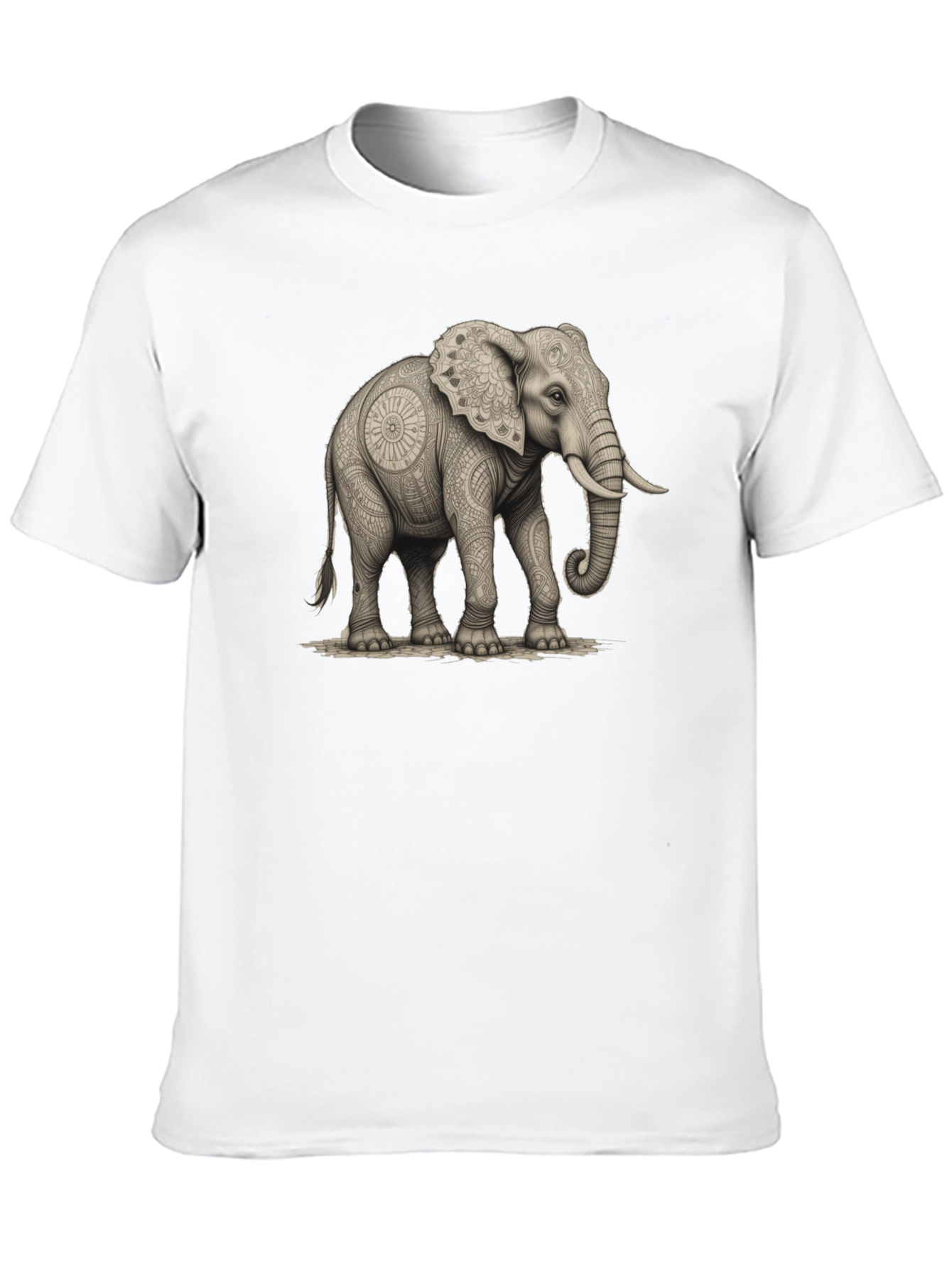 Elephant Mandala Art Graphic Tee - Black Unisex Shirt