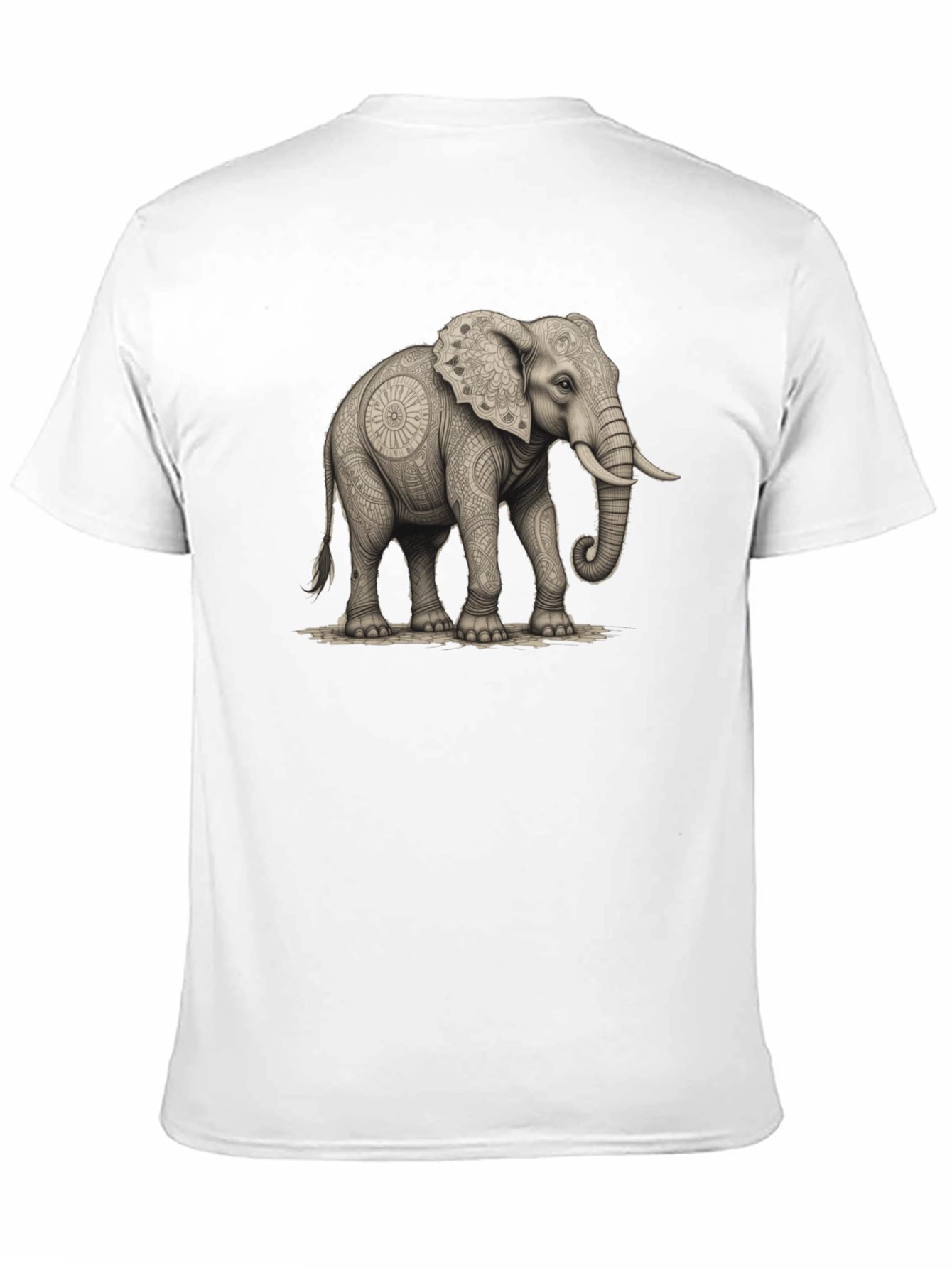 Elephant Mandala Art Graphic Tee - Black Unisex Shirt