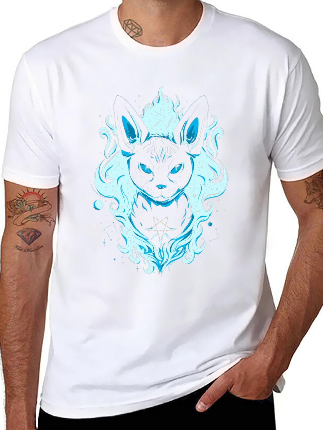 Mystic Cat Graphic Tee - Black