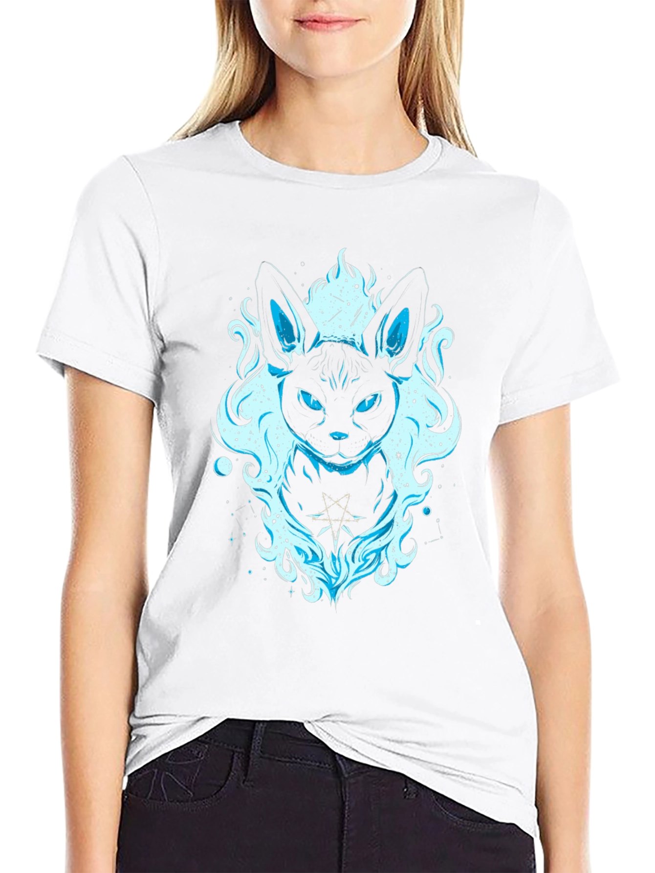 Mystic Cat Graphic Tee - Black