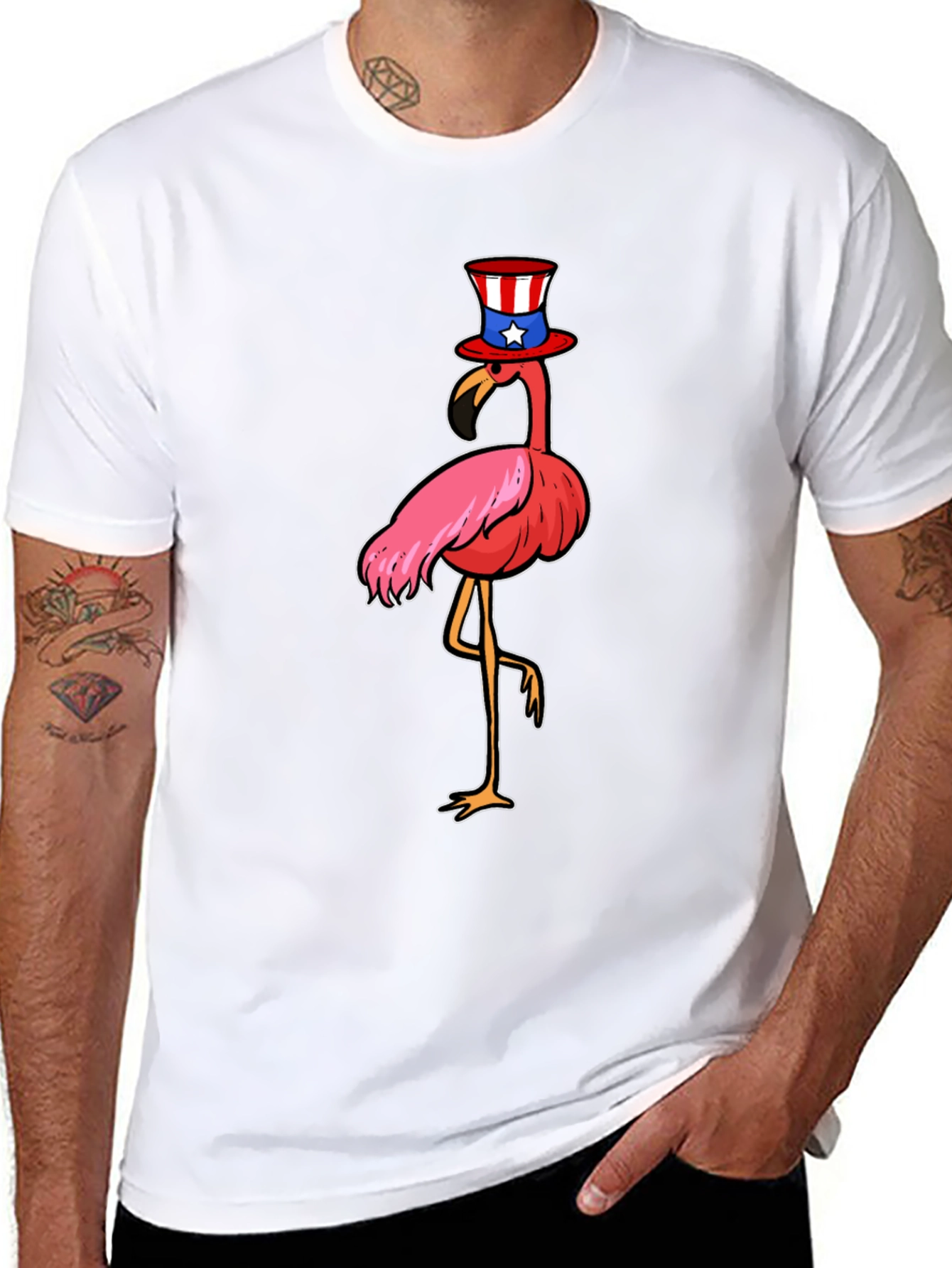 Patriotic Flamingo T-Shirt - Fun 4th of July Tee