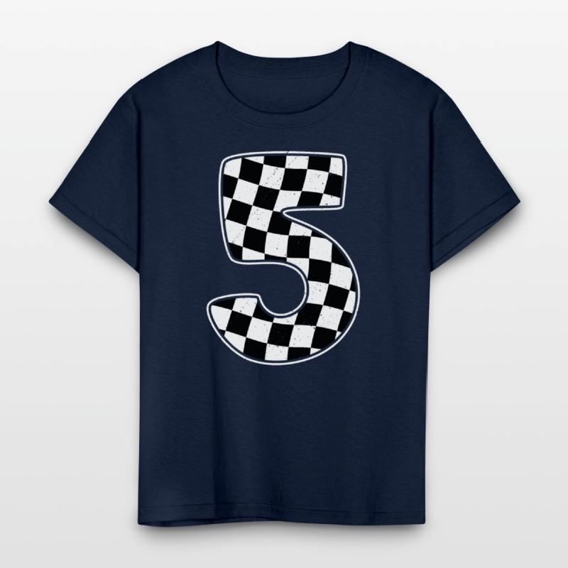 5th Birthday Checkered Number 5 Car Racing Flag