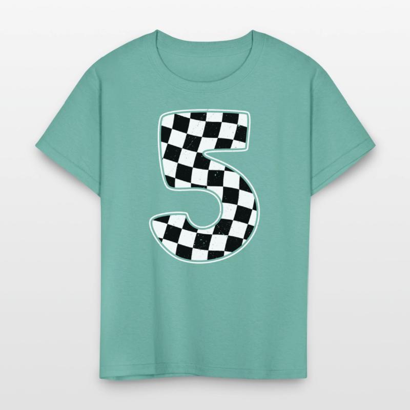 5th Birthday Checkered Number 5 Car Racing Flag