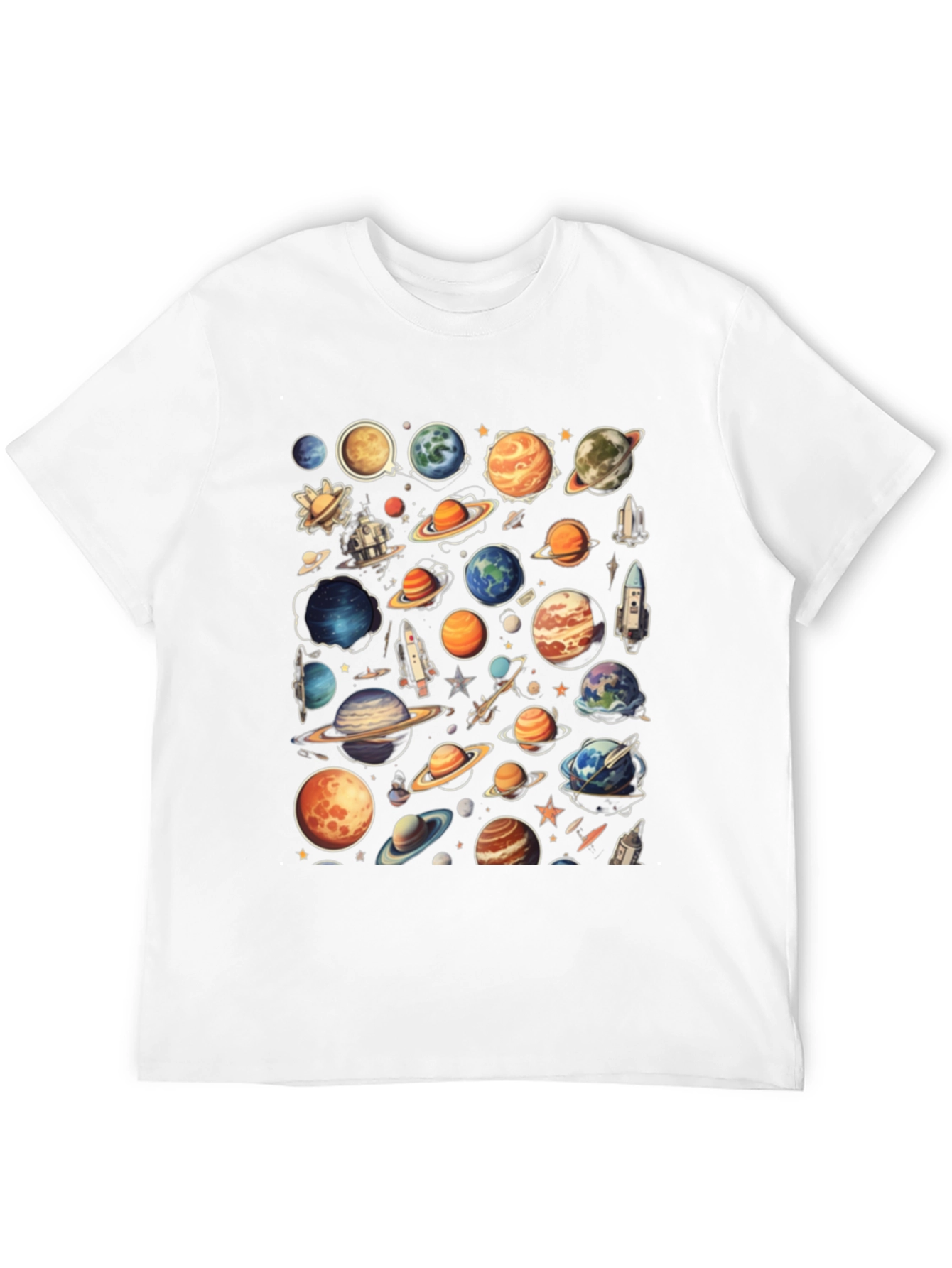 Space Planets Graphic Black T-Shirt