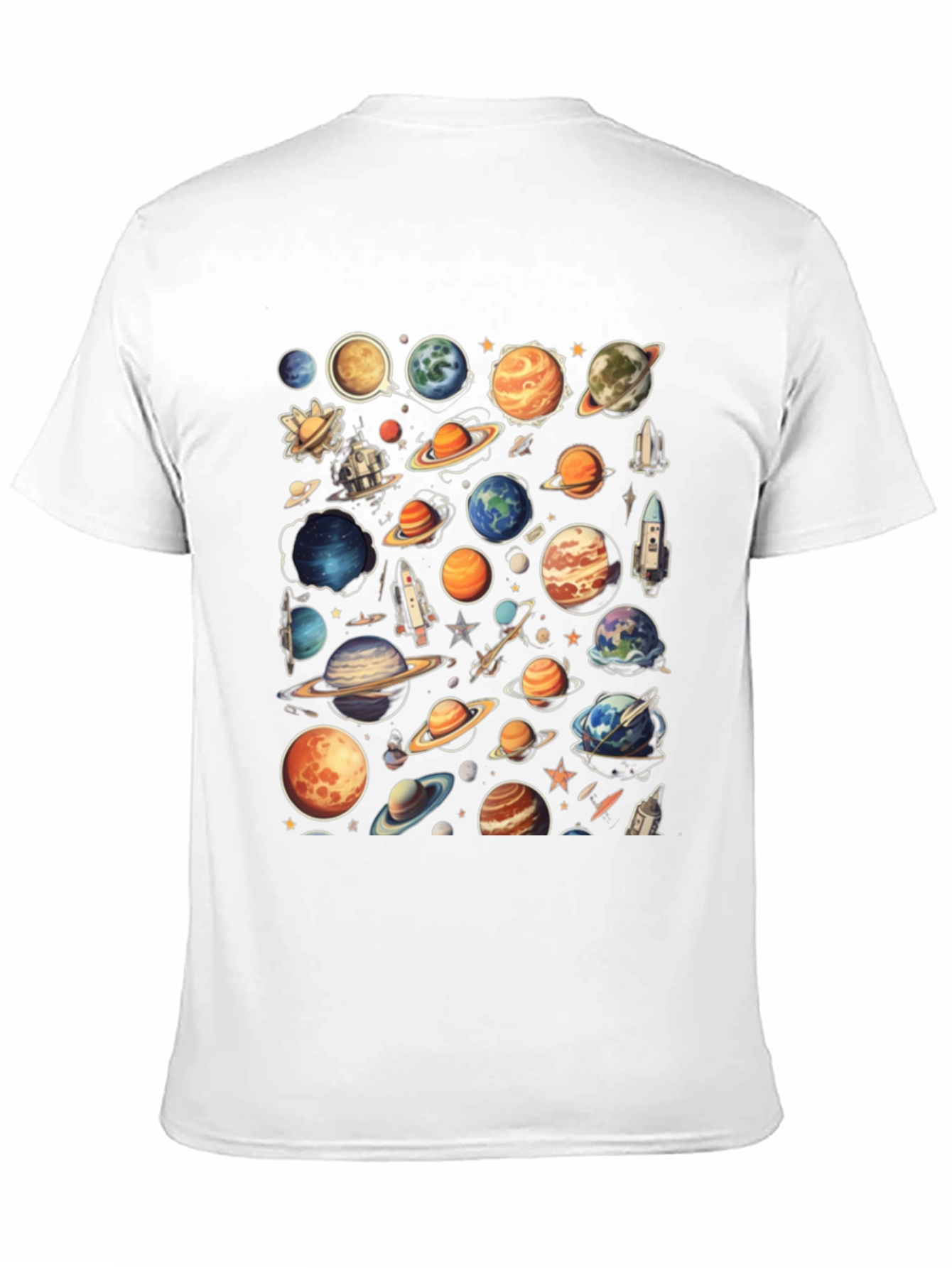 Space Planets Graphic Black T-Shirt