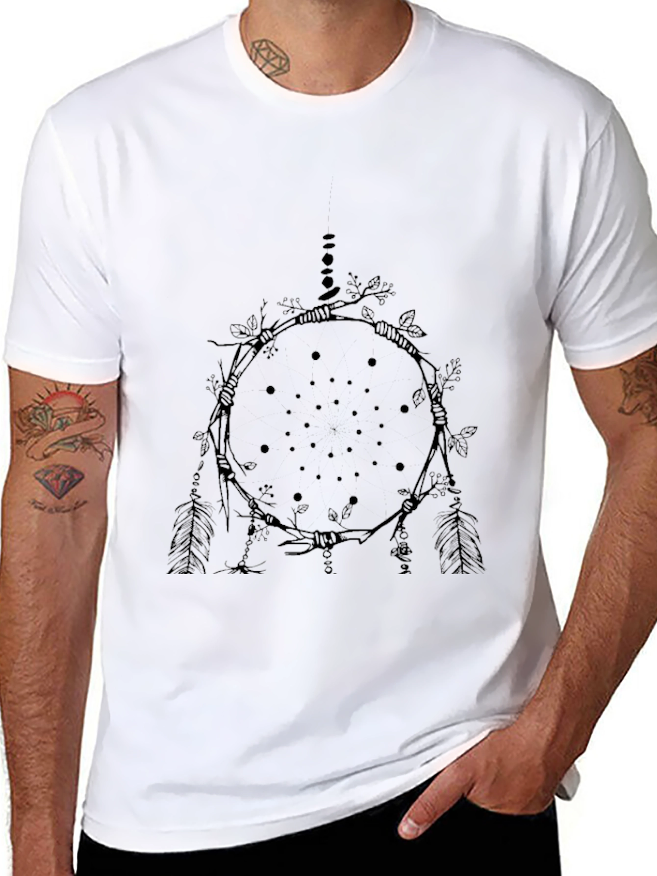 Black T-Shirt with Dreamcatcher Graphic
