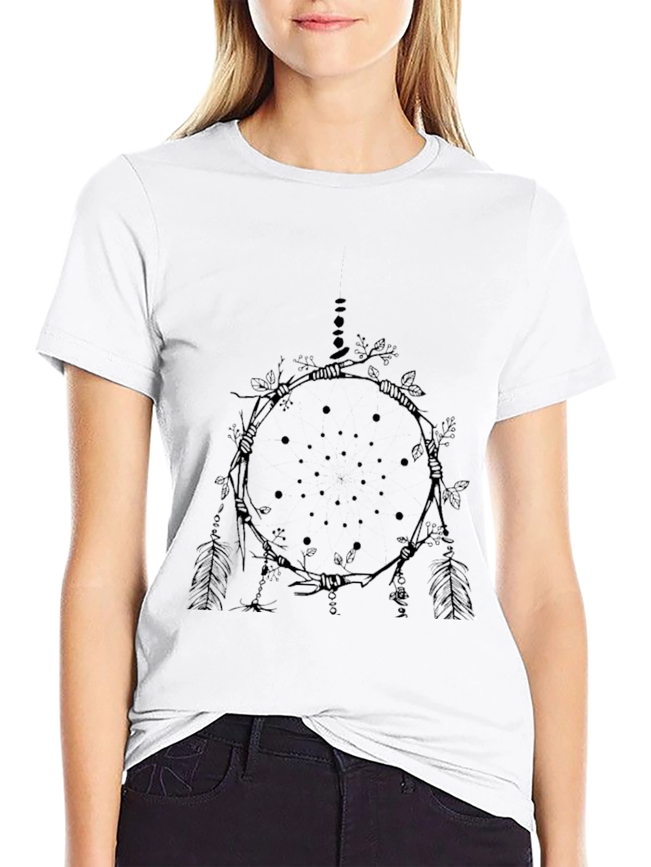 Black T-Shirt with Dreamcatcher Graphic