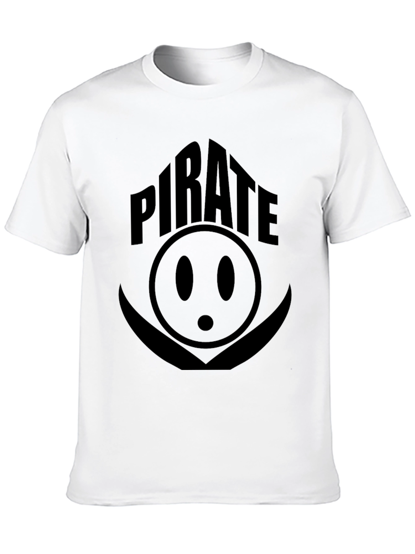 Pirate Smiley Face Graphic Print Black T-Shirt