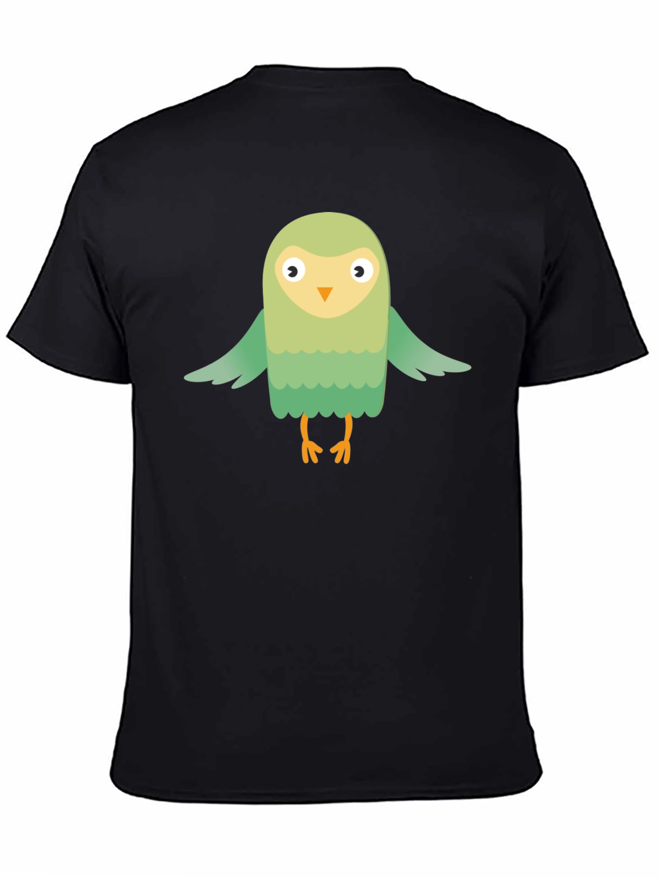 Cute Cartoon Bird Graphic Tee - Black