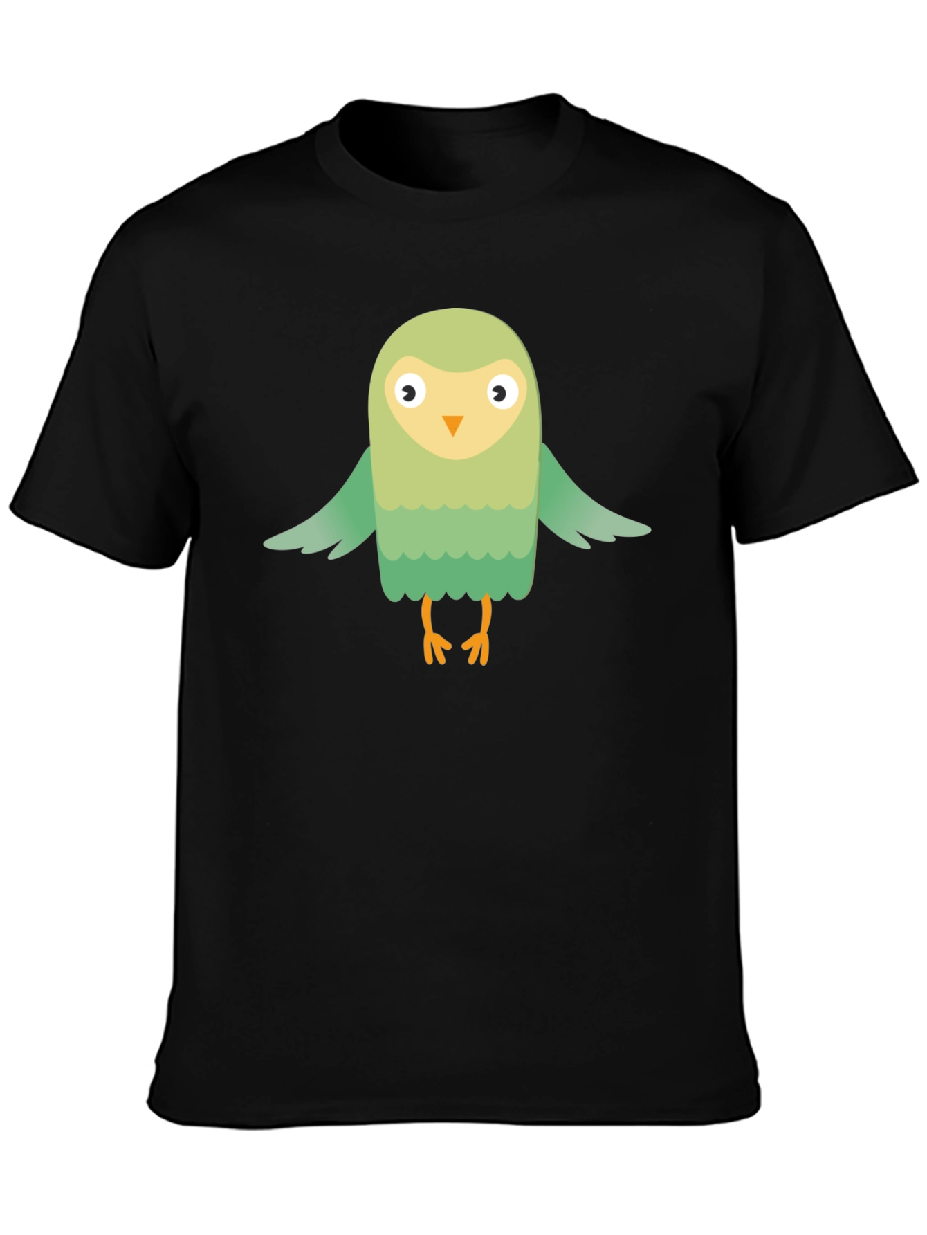 Cute Cartoon Bird Graphic Tee - Black