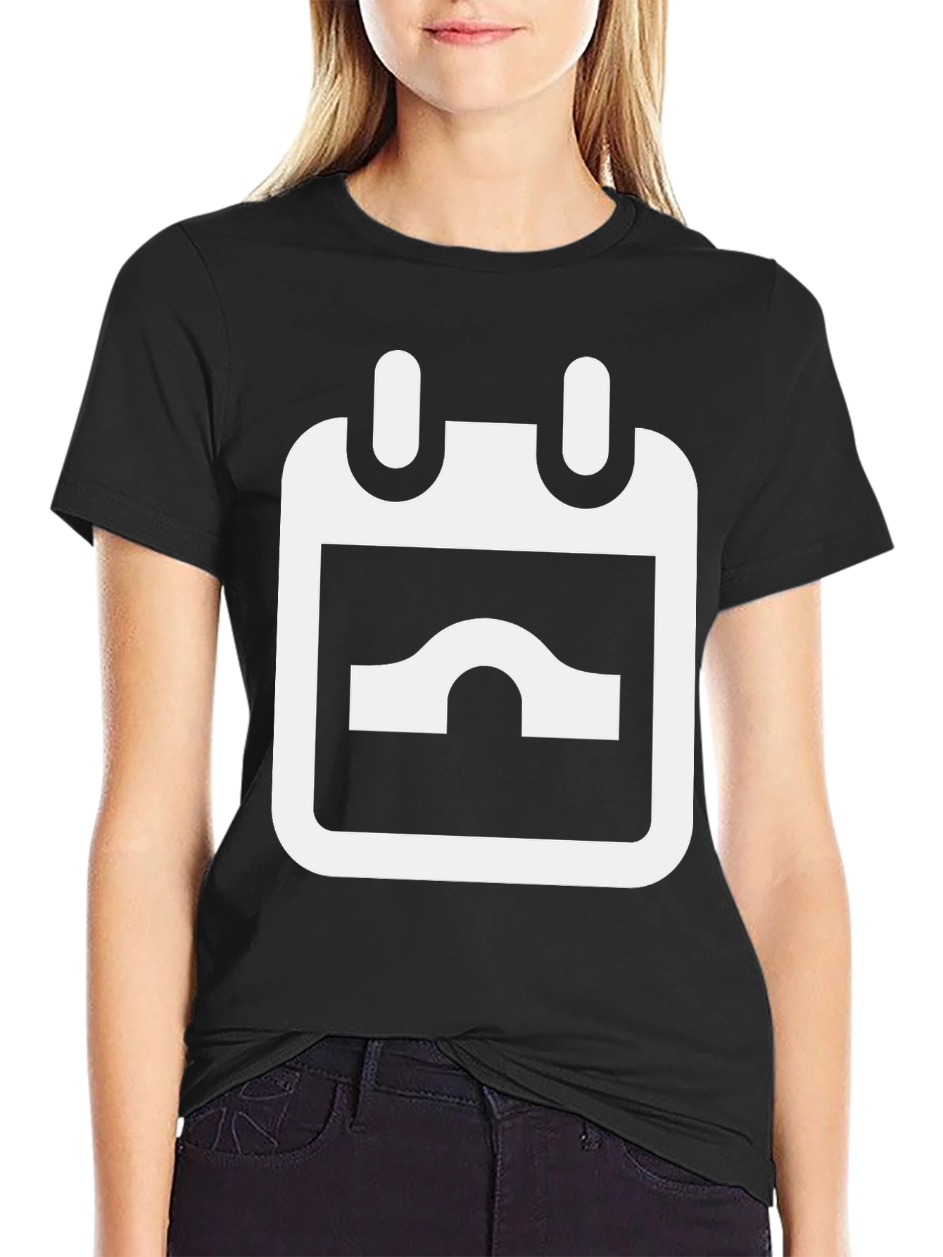 Black T-Shirt with White Calendar Graphic