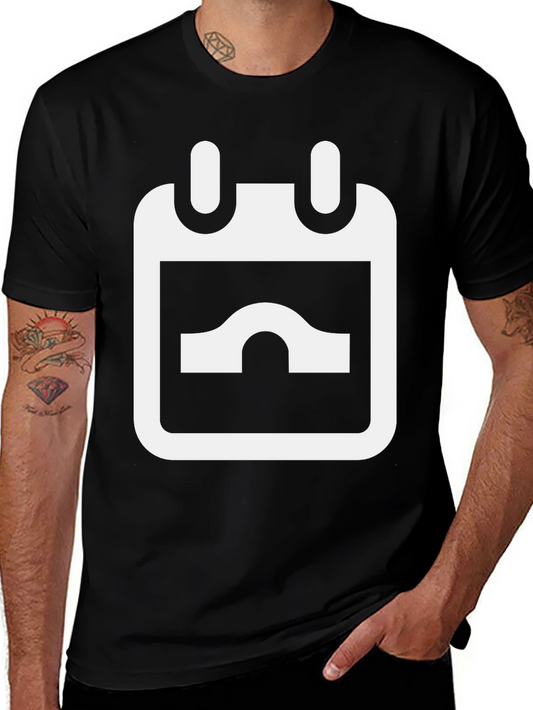 Black T-Shirt with White Calendar Graphic