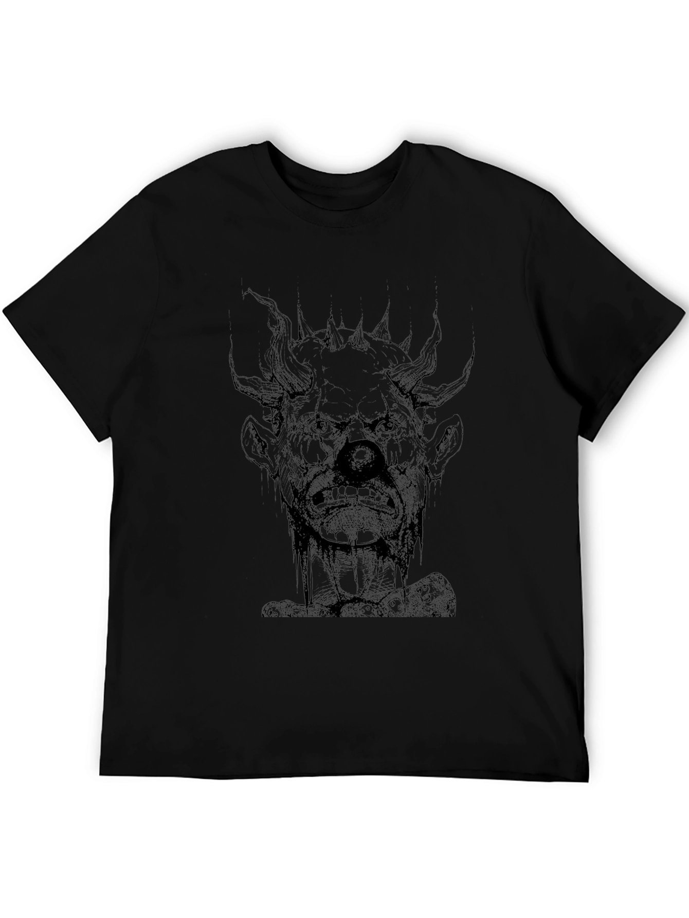 Creepy Clown Graphic Print Black T-Shirt