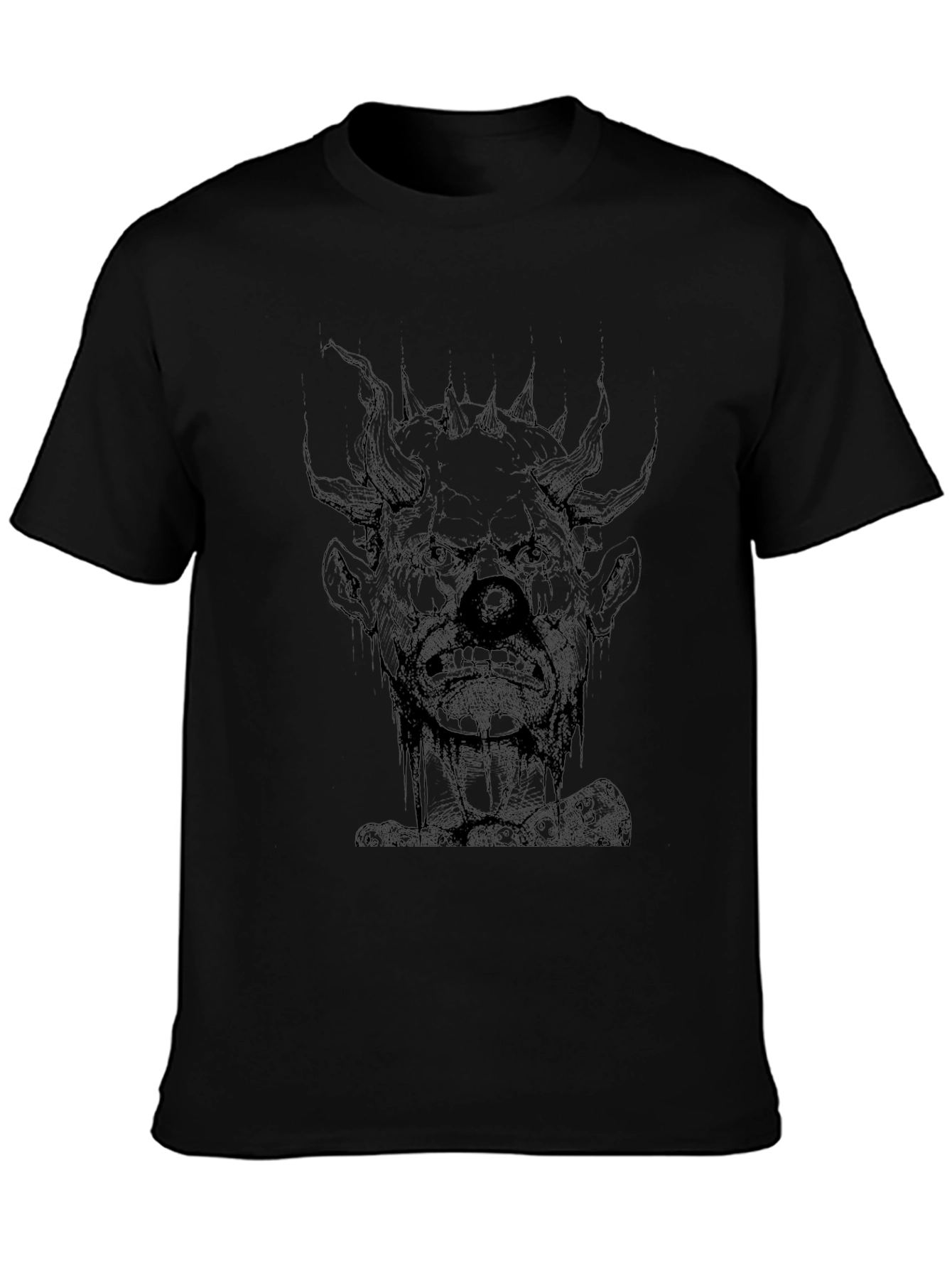 Creepy Clown Graphic Print Black T-Shirt