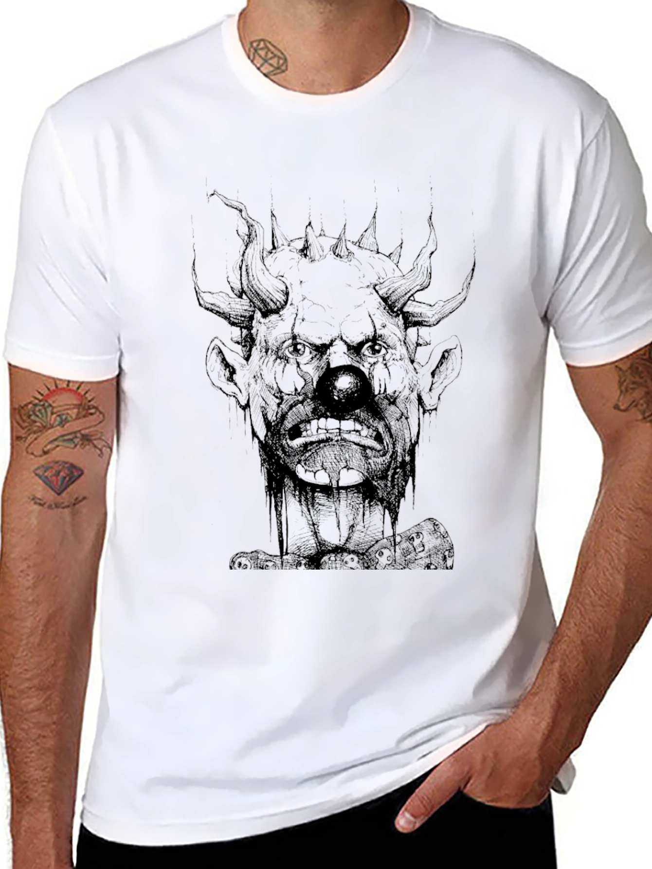 Creepy Clown Graphic Print Black T-Shirt