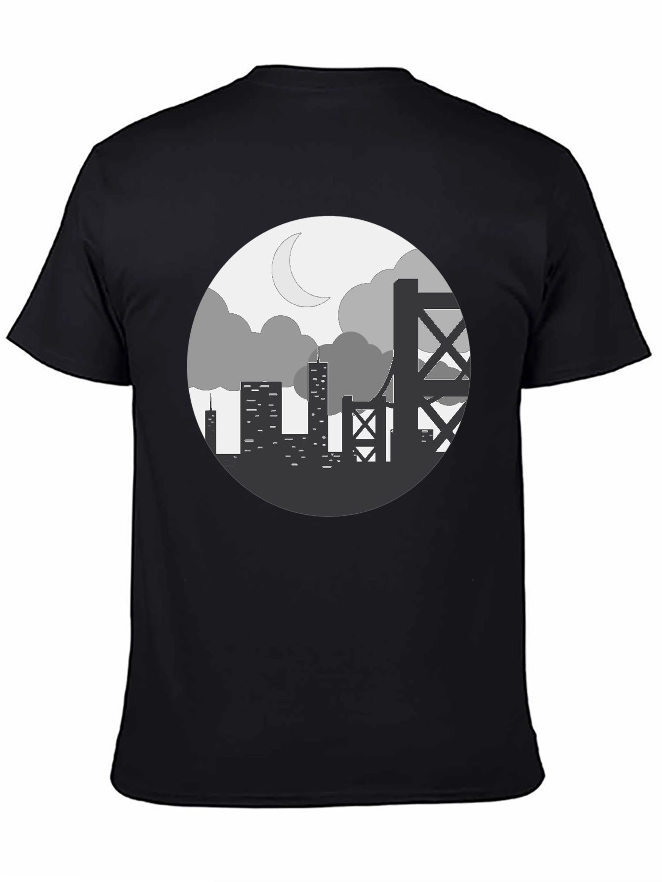 Cityscape Silhouette Graphic Tee - Black