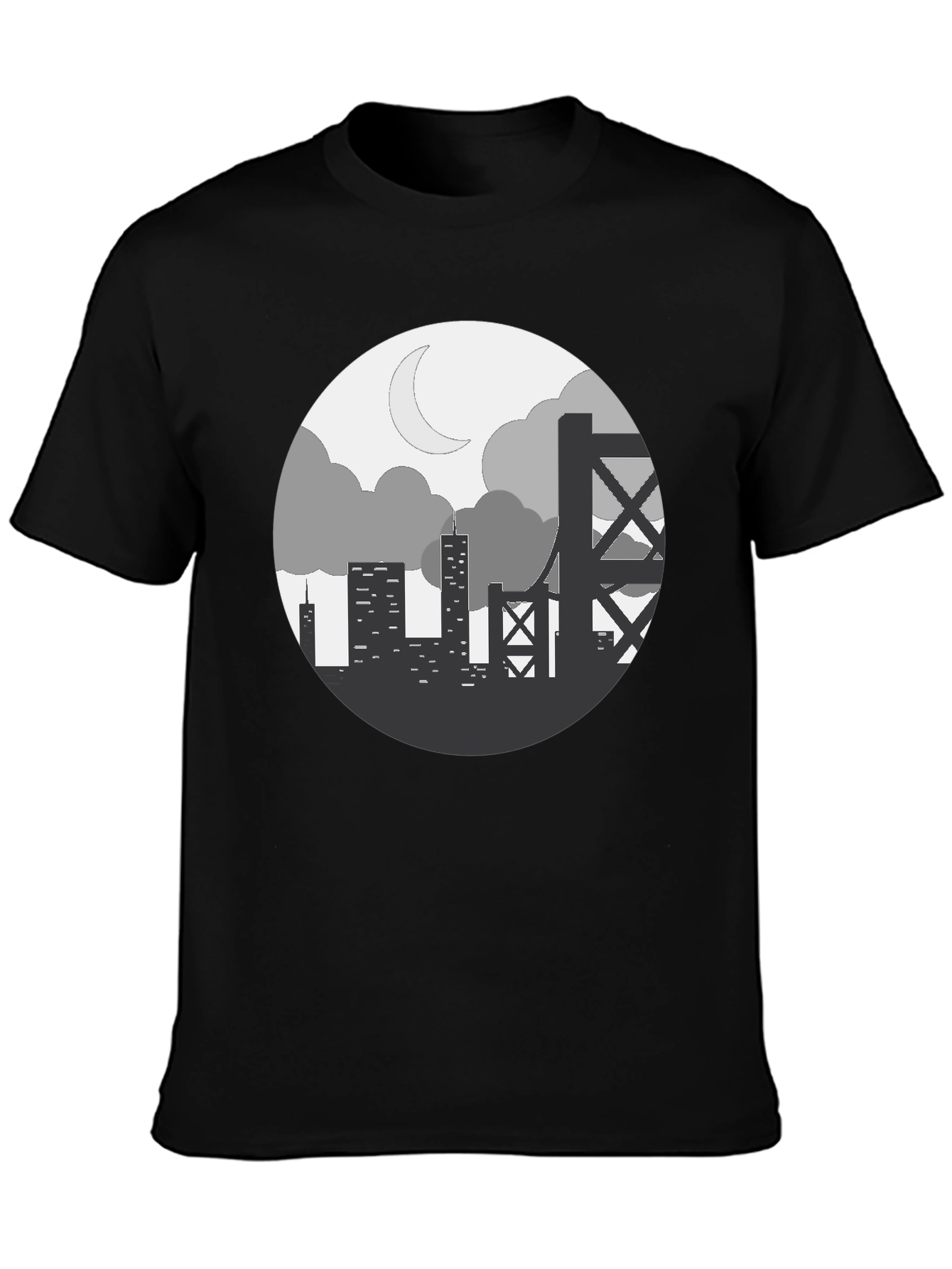 Cityscape Silhouette Graphic Tee - Black