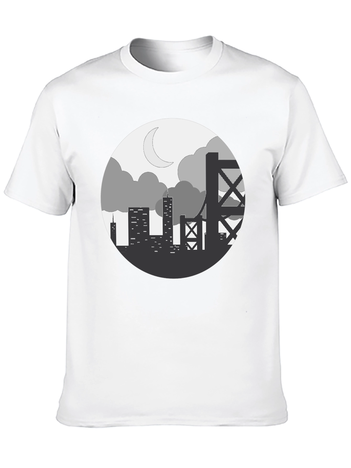 Cityscape Silhouette Graphic Tee - Black