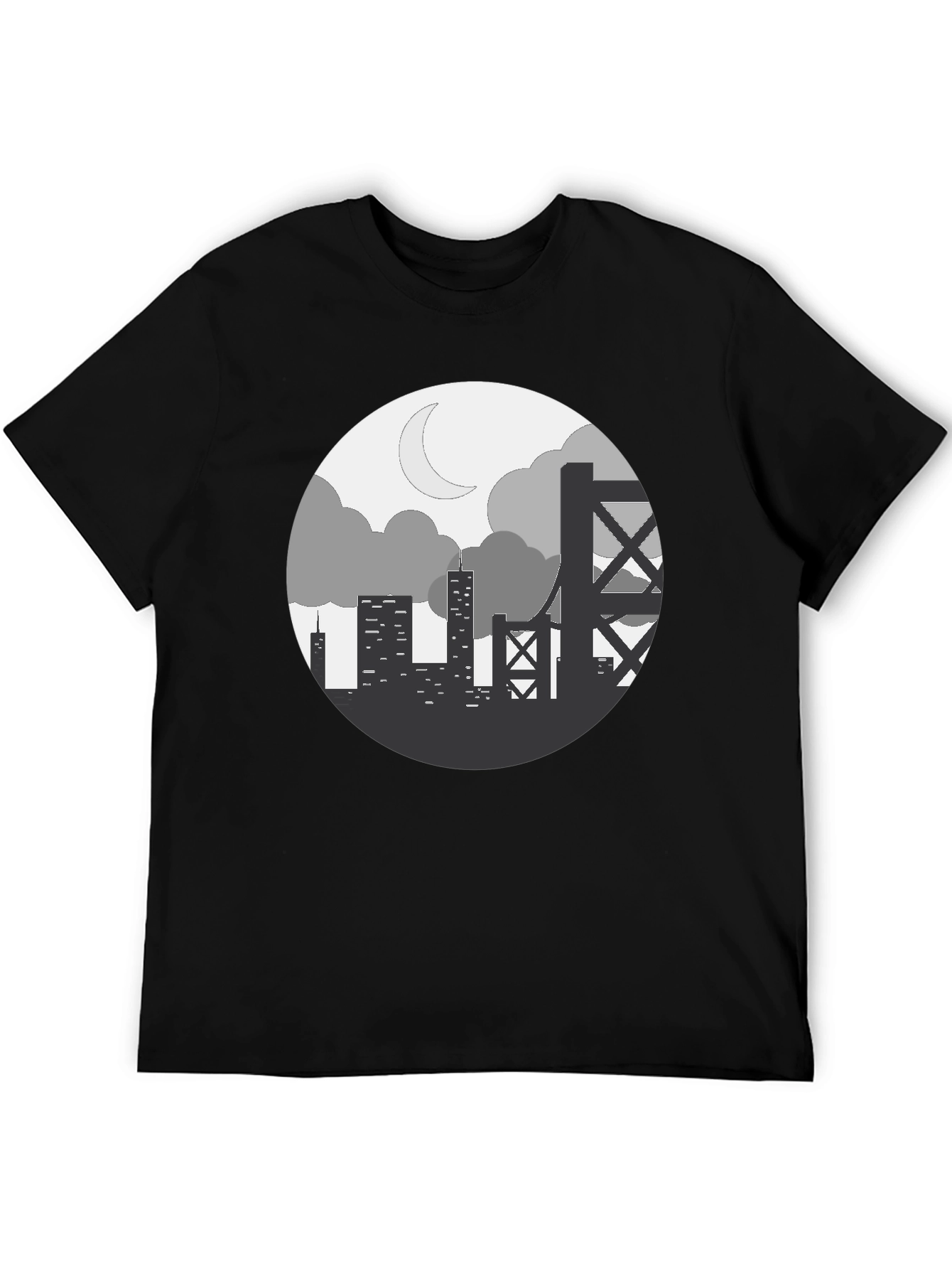 Cityscape Silhouette Graphic Tee - Black