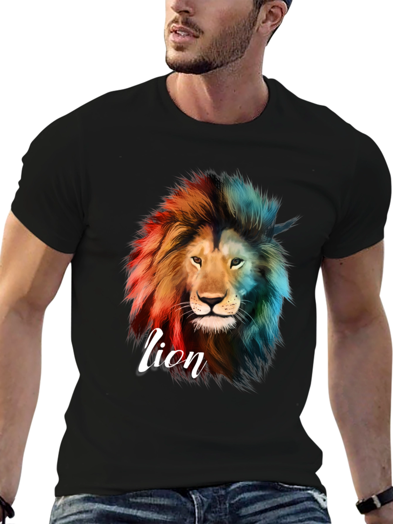 Lion Graphic Print T-Shirt - Bold Statement Tee