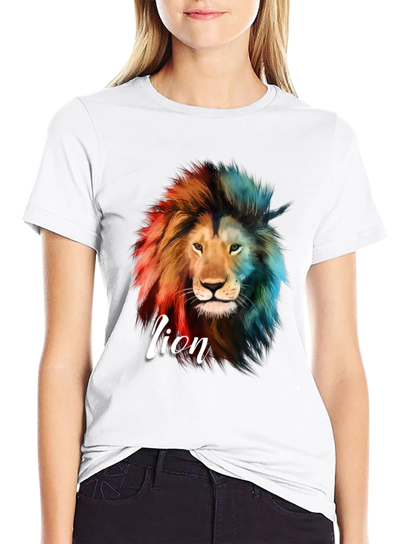 Lion Graphic Print T-Shirt - Bold Statement Tee