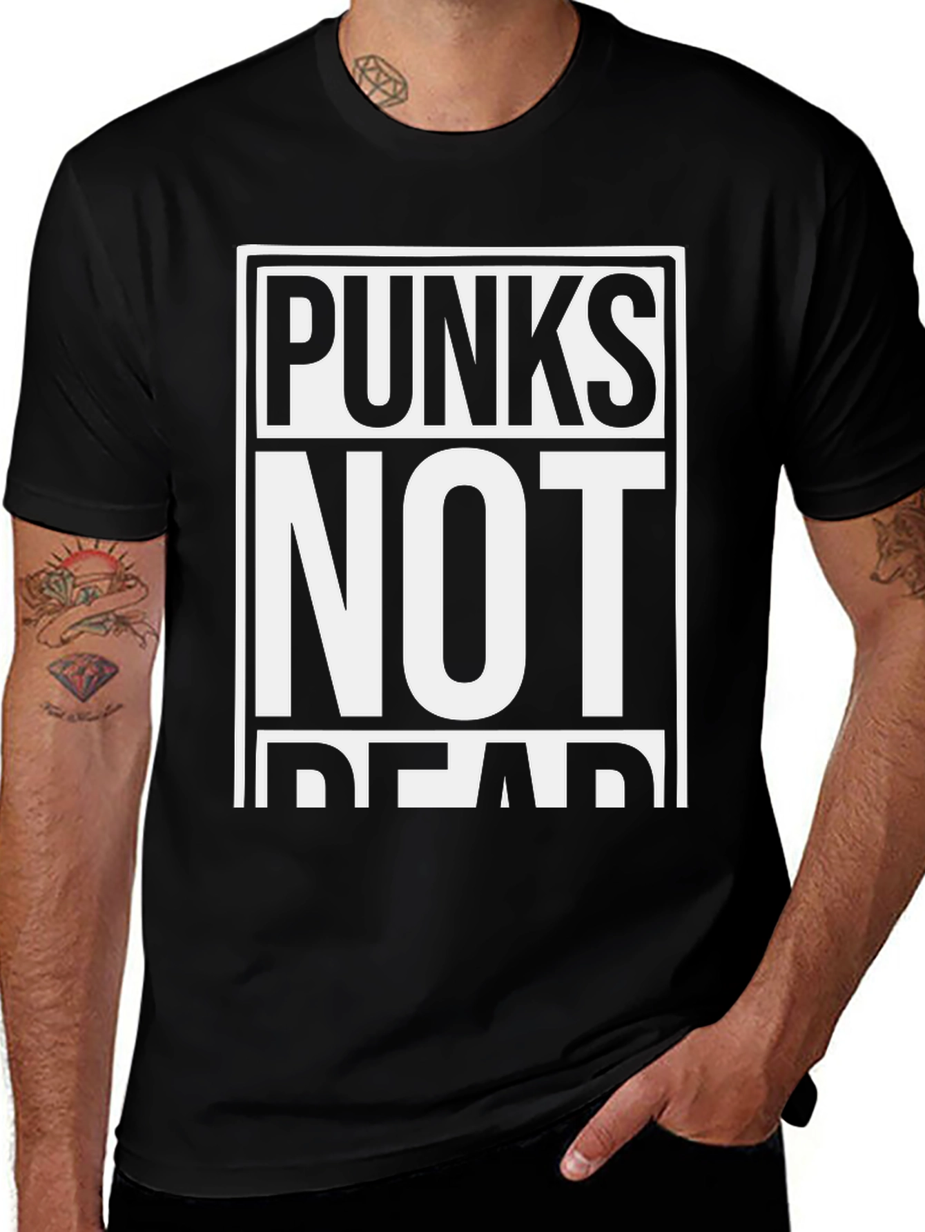 Punks Not Dead Black Graphic T-Shirt