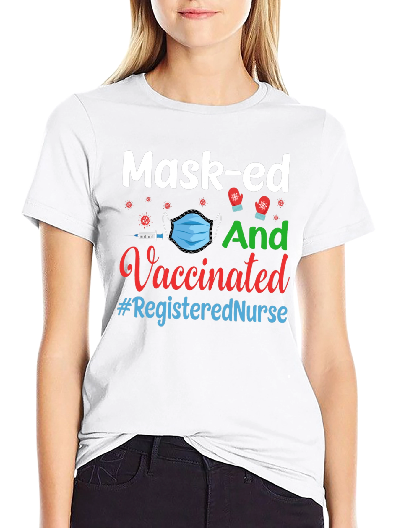 Mask-ed And Vaccinated Registered Nurse T-Shirt