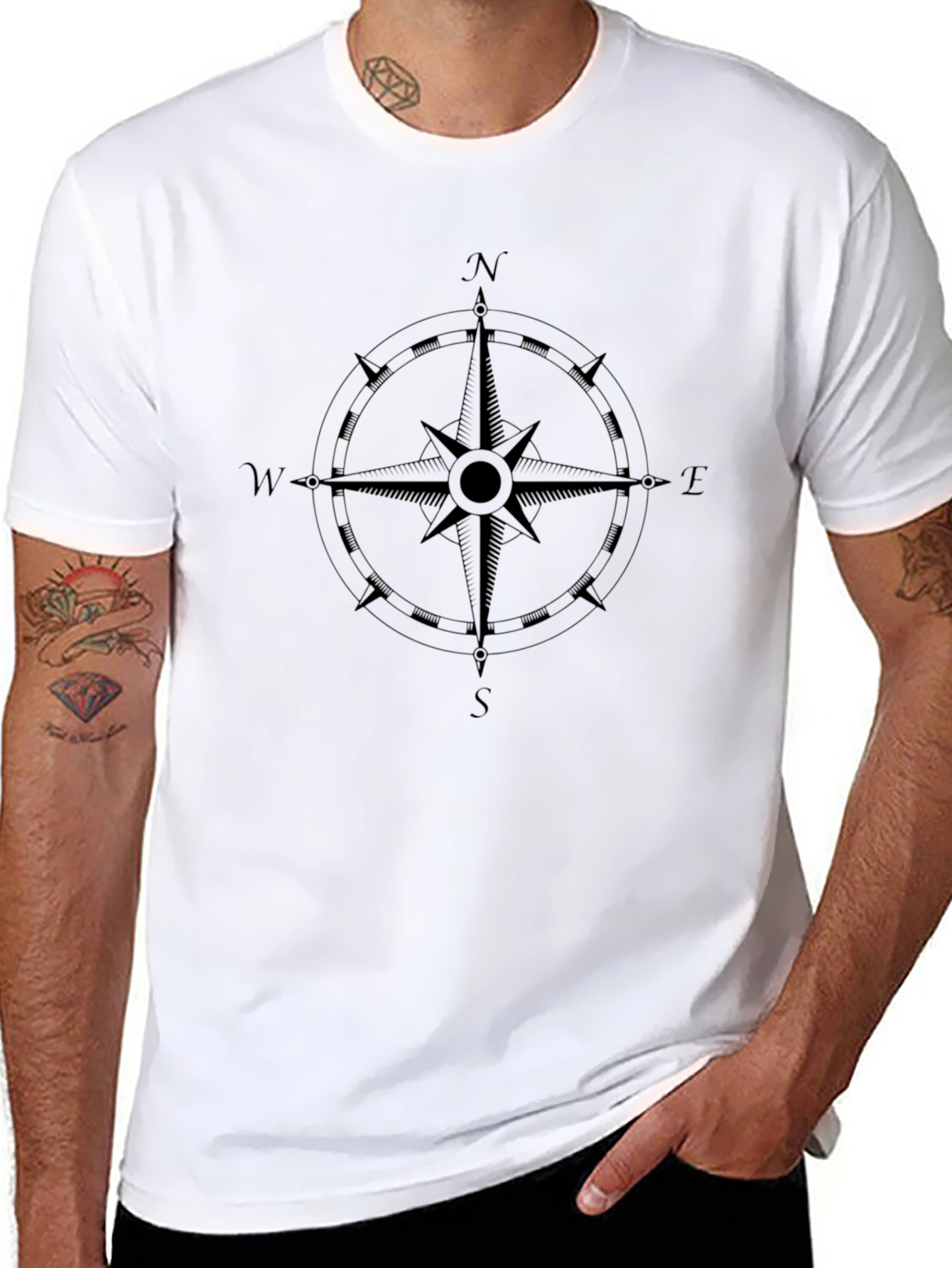 Compass Rose Graphic Print T-Shirt