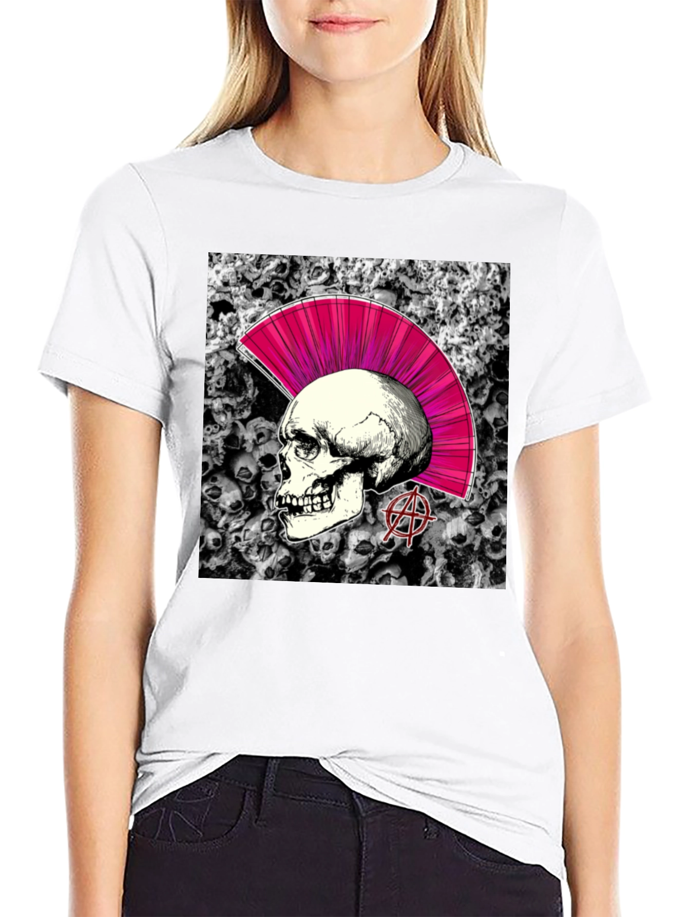 Skull Punk Graphic T-Shirt - Black