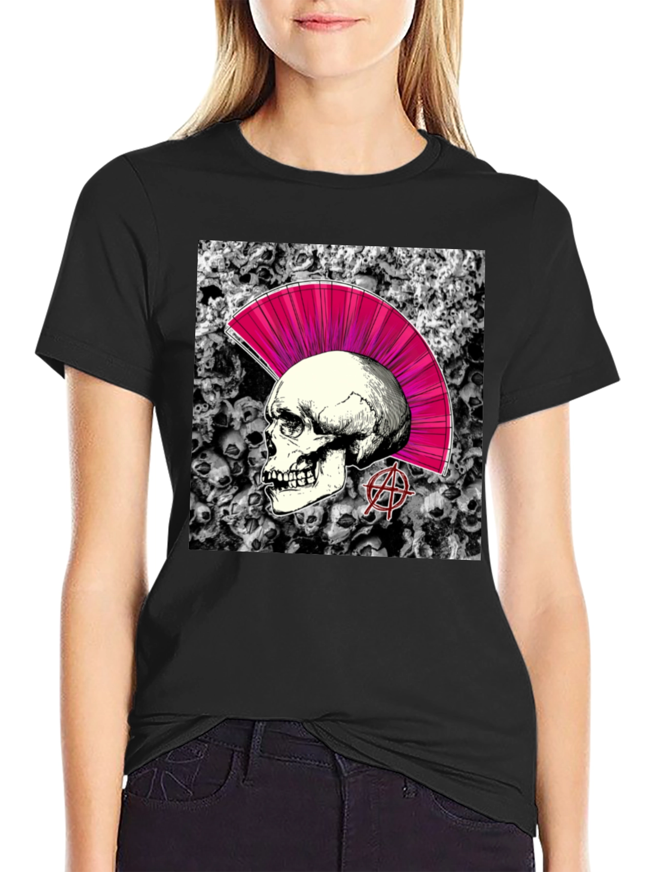 Skull Punk Graphic T-Shirt - Black