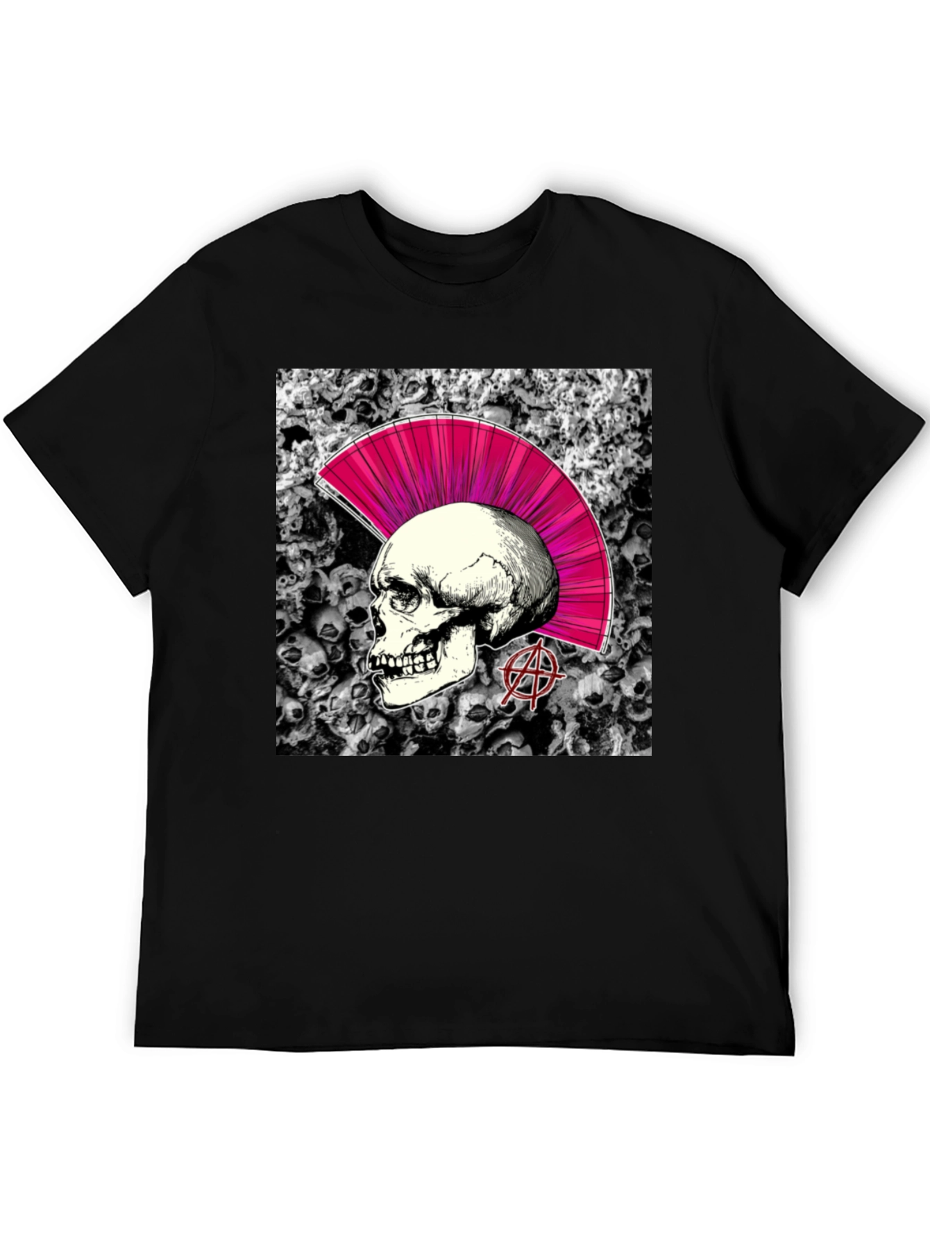 Skull Punk Graphic T-Shirt - Black