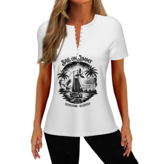 Sail On Jimmy Memorial Sailboat Graphic T-Shirt – Tropical Tribute Design(z1109)