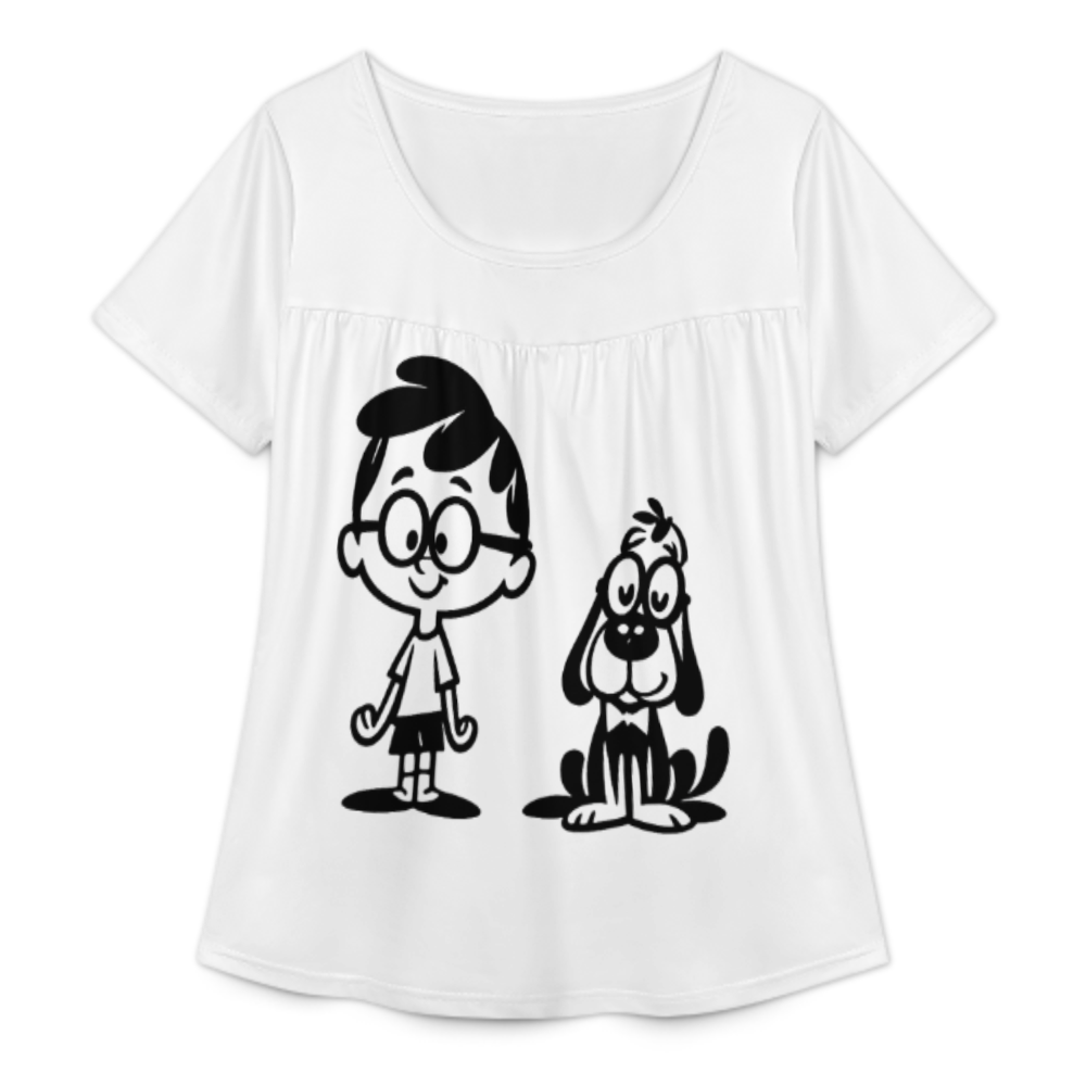 Retro Cartoon Boy & Dog Shirt – Cute Vintage Character Graphic Tee(z1131)