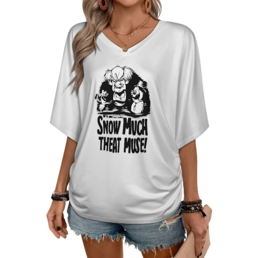 Snow Much Theat Muse – Funny Winter Cartoon Graphic T-Shirt(z1089)