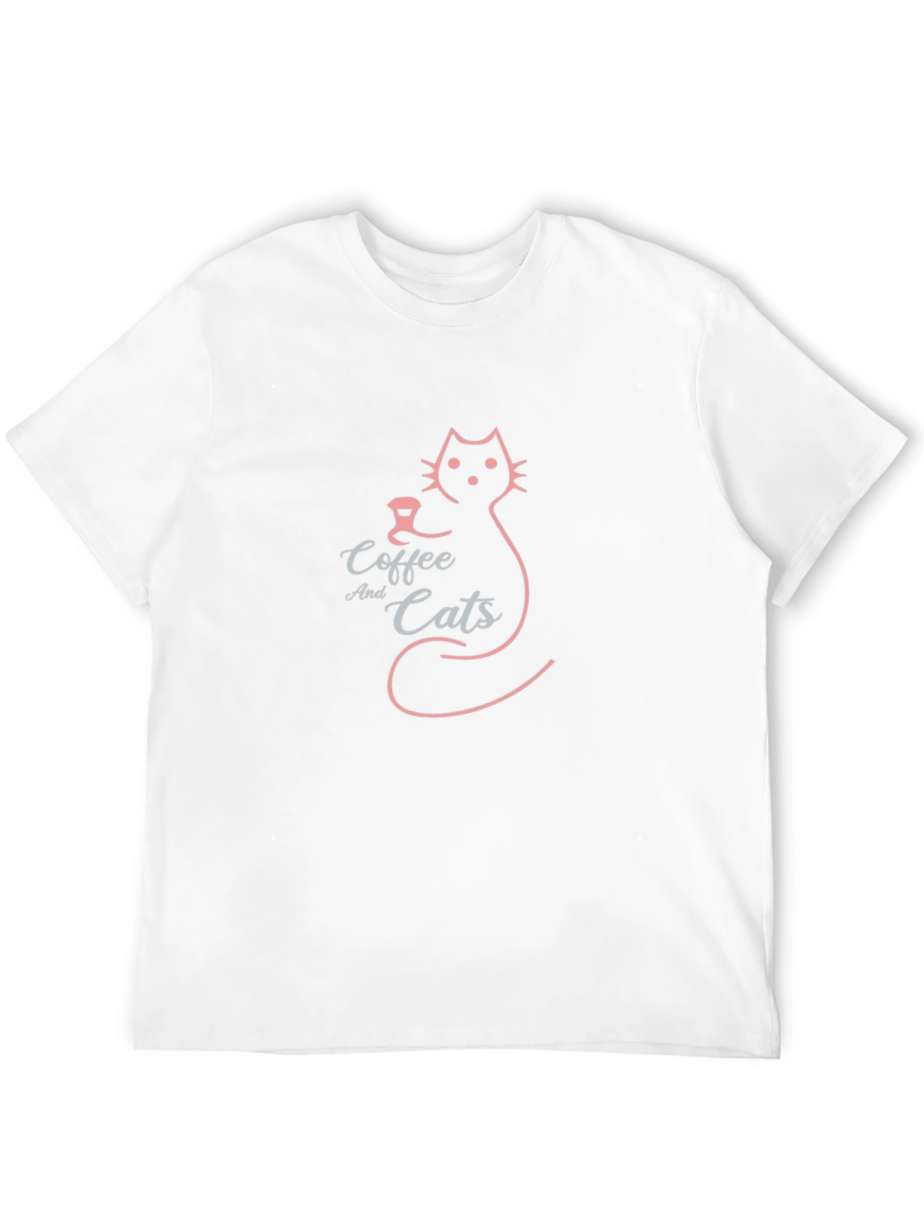 Coffee and Cats Graphic Tee - Black Cotton Blend