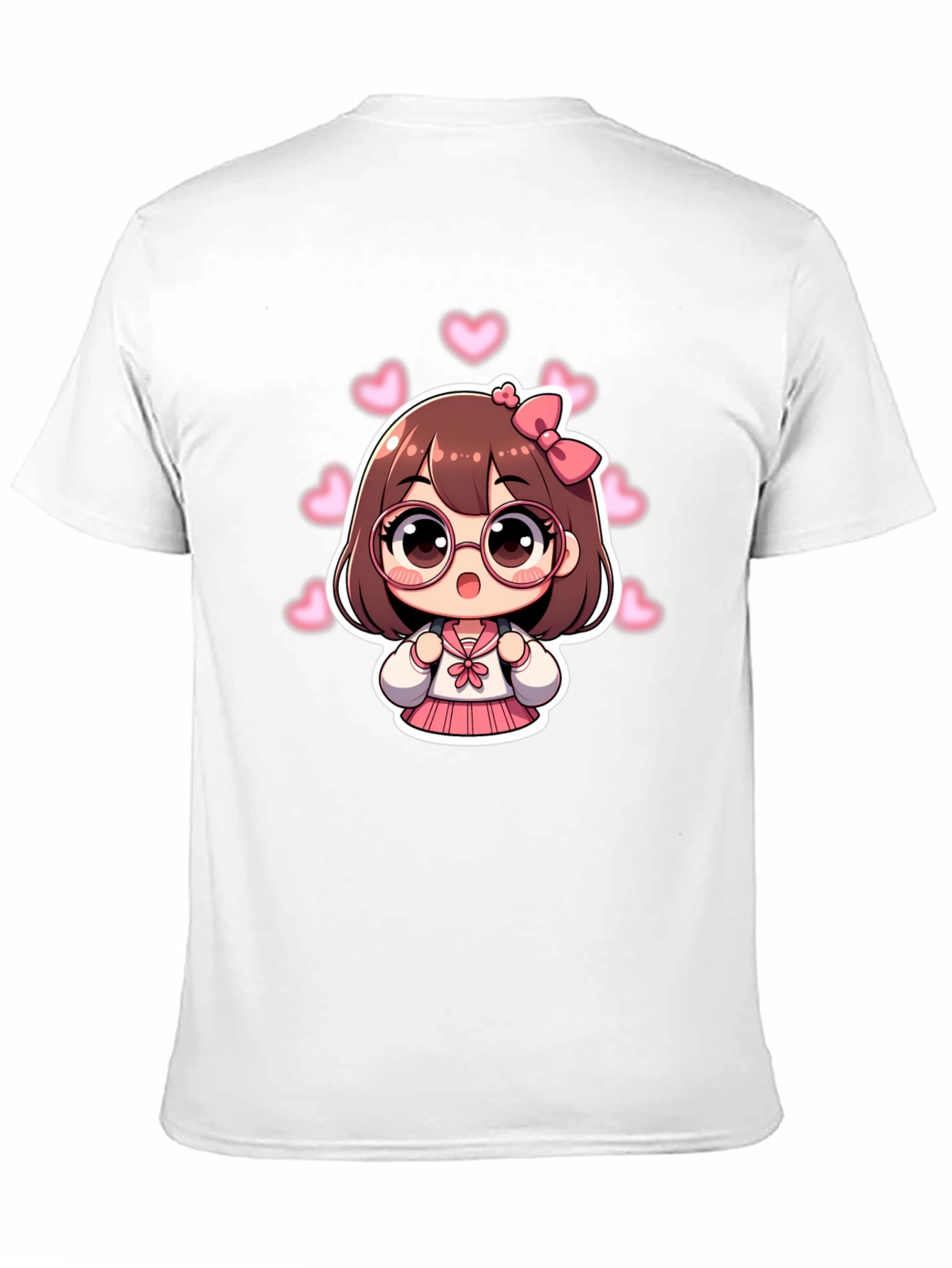 Kawaii Anime Girl Black T-Shirt