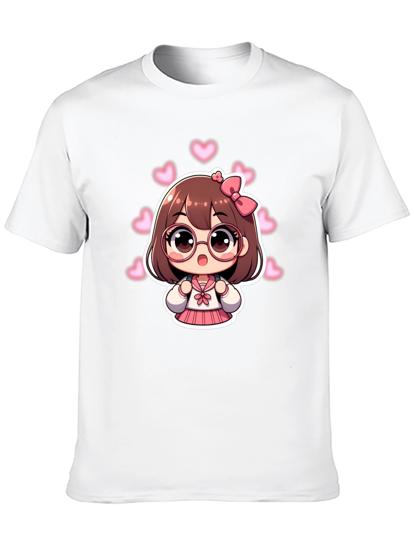 Kawaii Anime Girl Black T-Shirt