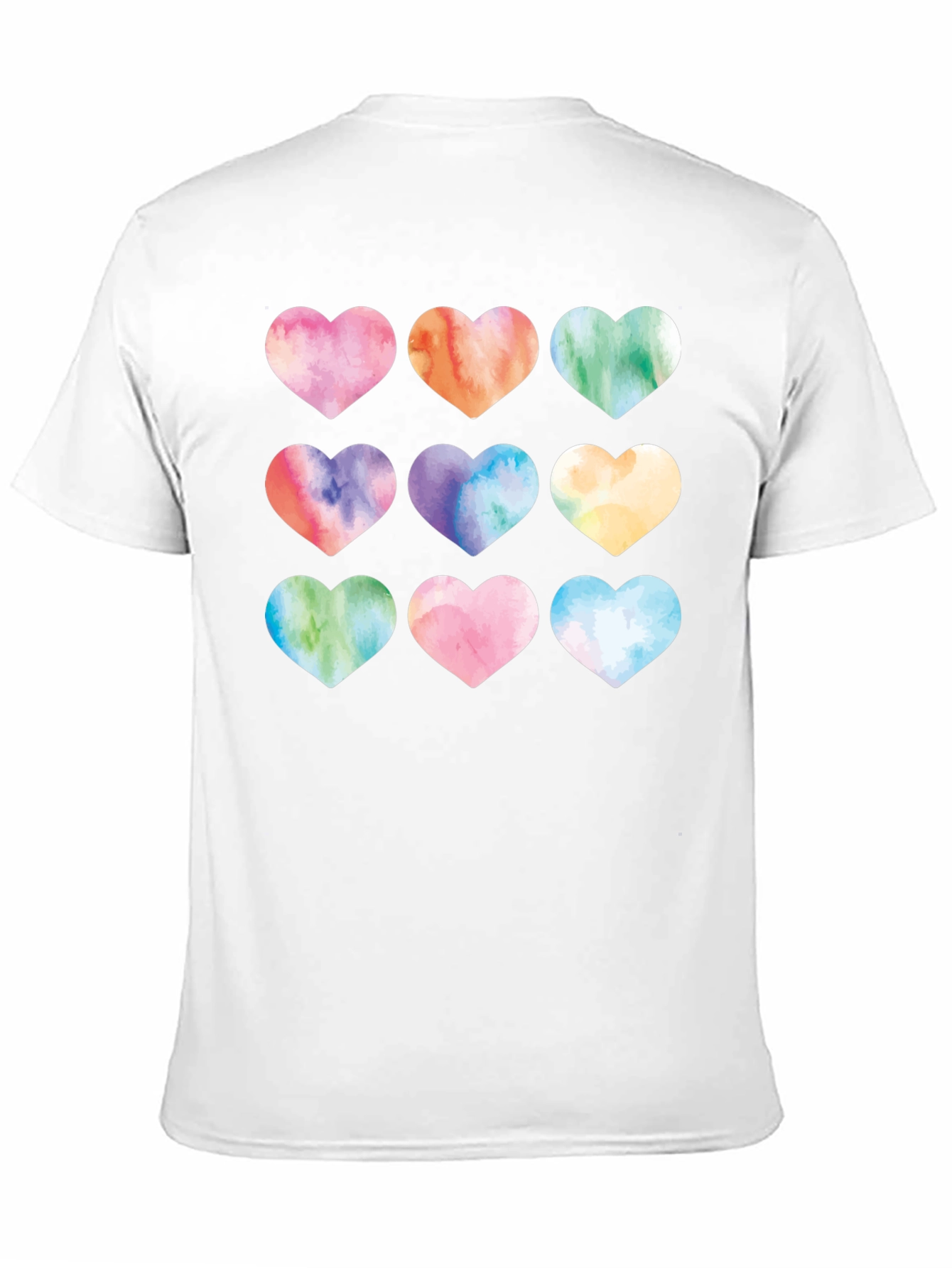 Watercolor Hearts Black T-Shirt